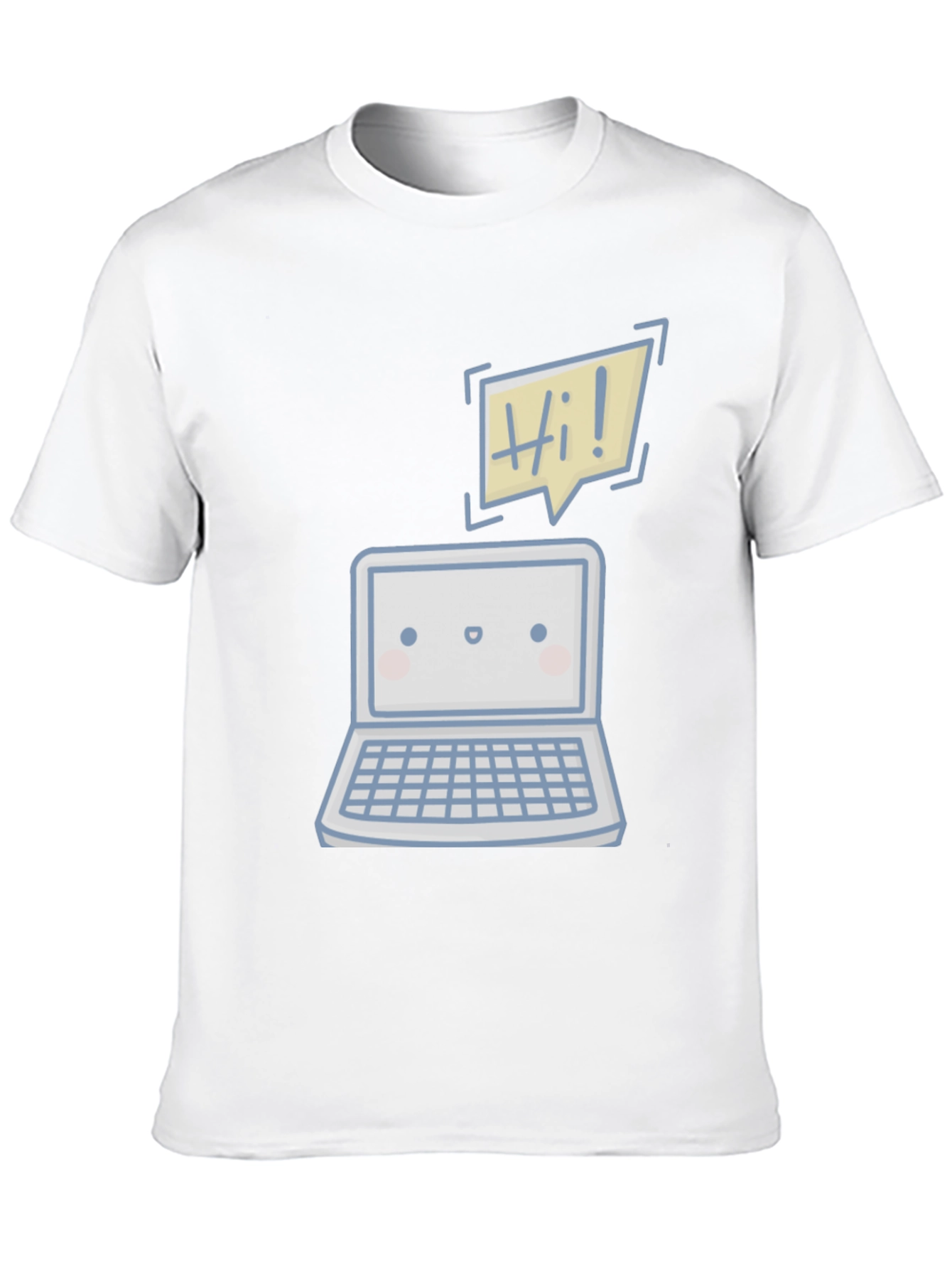 Black Cute Laptop "Hi!" Graphic Tee view 10