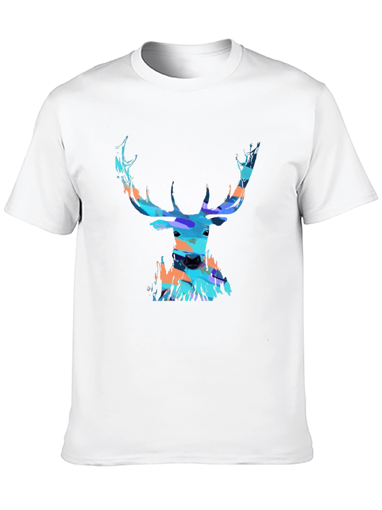 Black Abstract Deer Head Graphic Print Black T-Shirt view 10