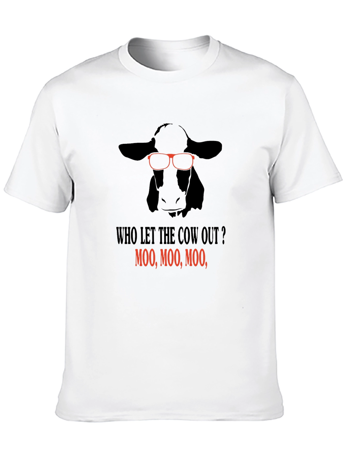 Black Funny Cow T-Shirt - Who Let the Cow Out? Tee view 10