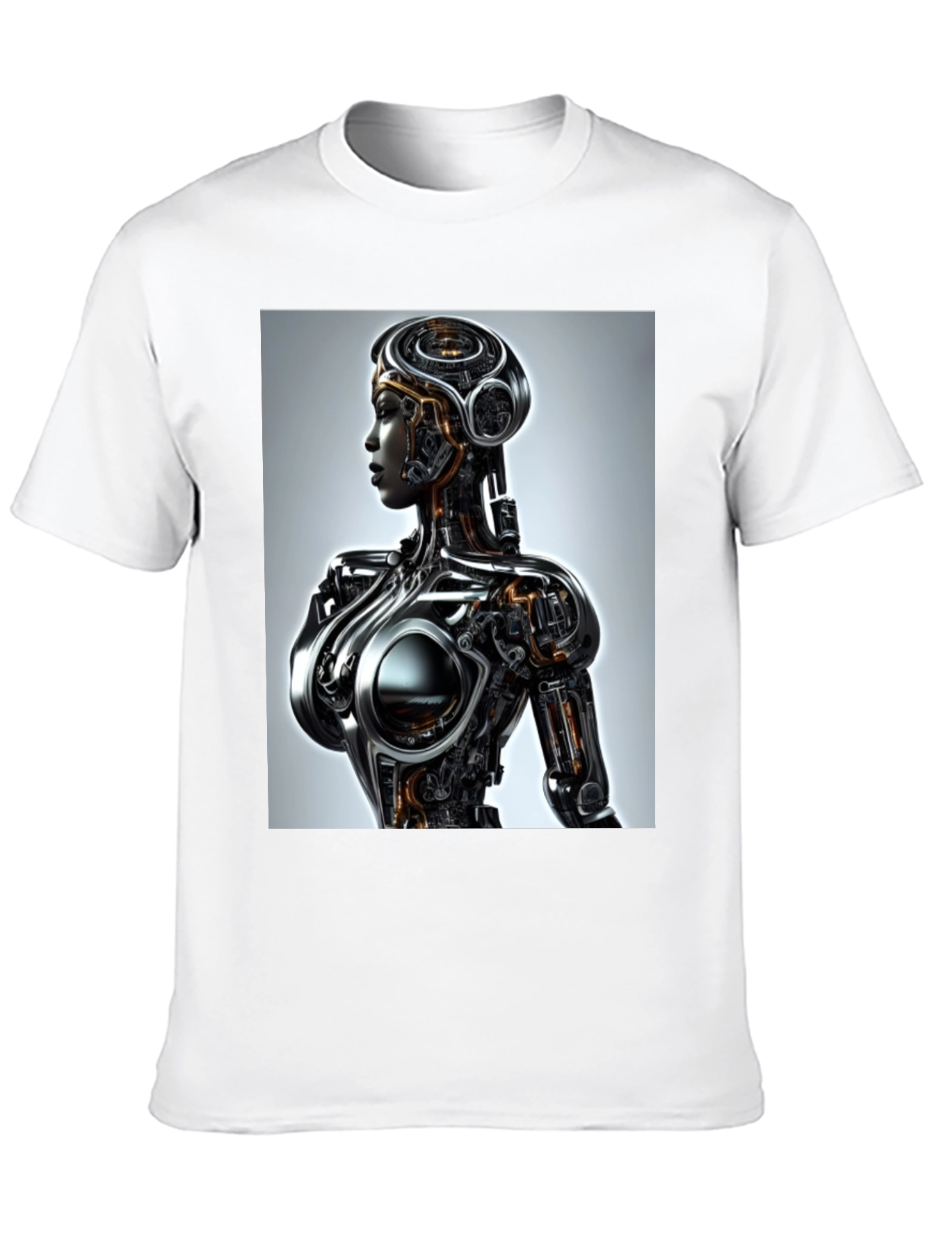 Black Futuristic Robot Woman Graphic Tee - Black view 10