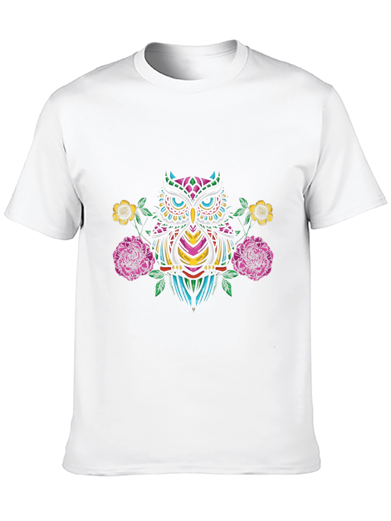 Black Owl & Floral Graphic Black T-Shirt view 10