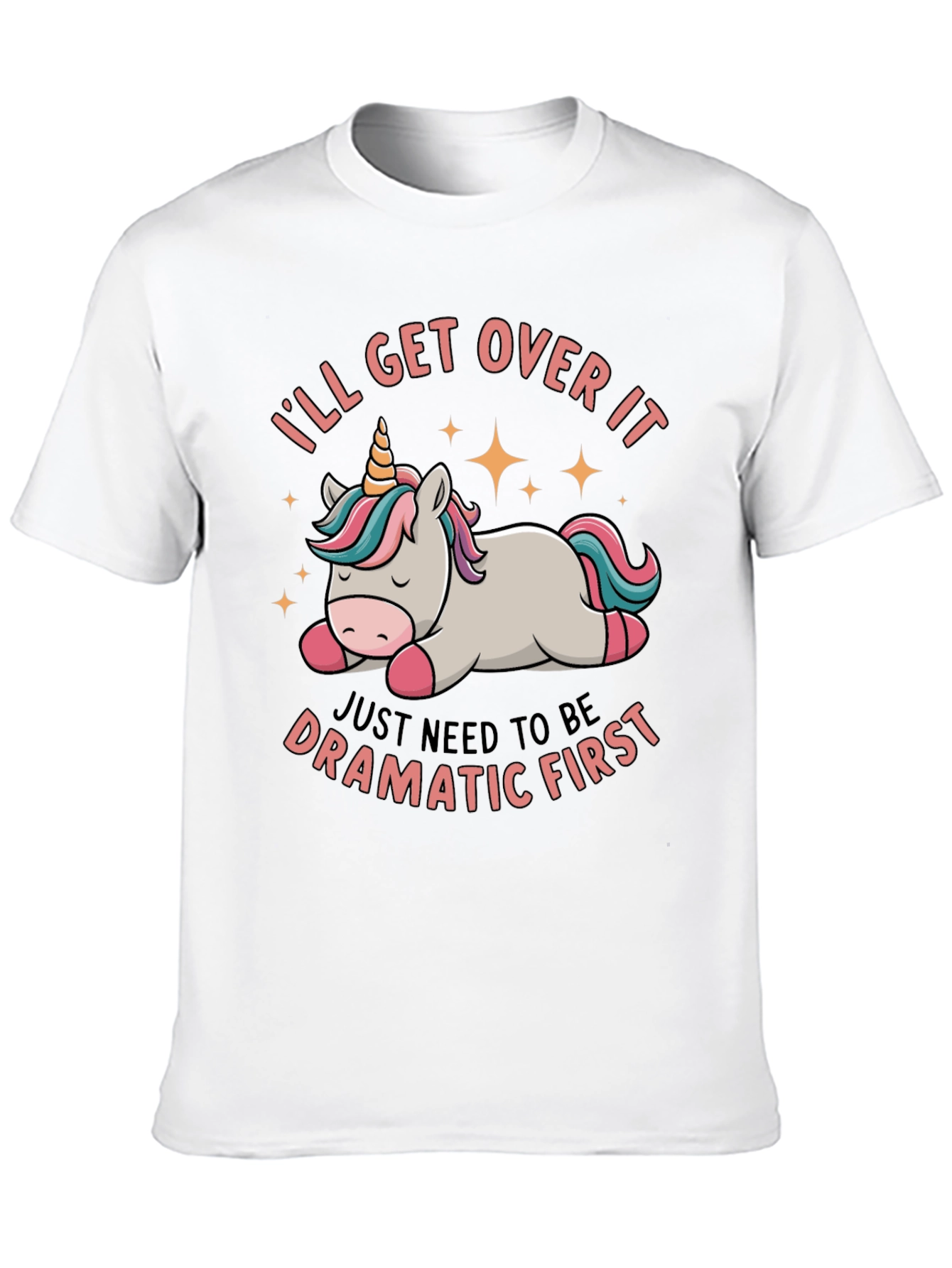 Black Dramatic Unicorn T-Shirt - Funny Graphic Tee view 10