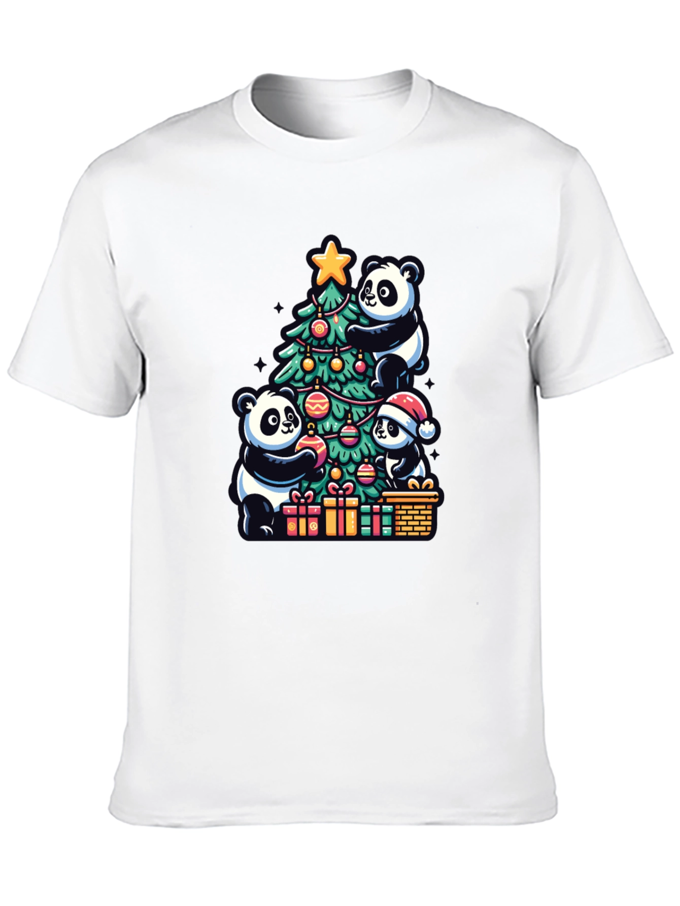 Black Panda Christmas T-Shirt - Holiday Festive Wear view 10