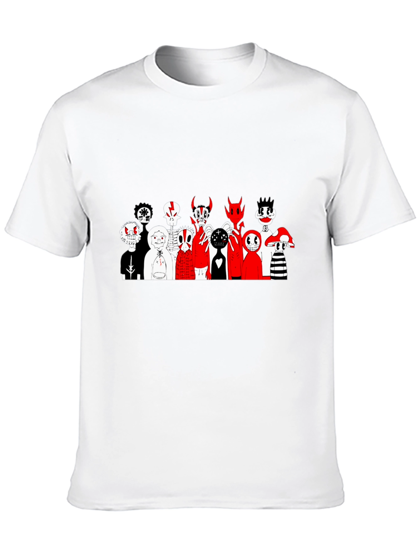 Black Graphic Print Tee: Spooky Cartoon Characters view 10