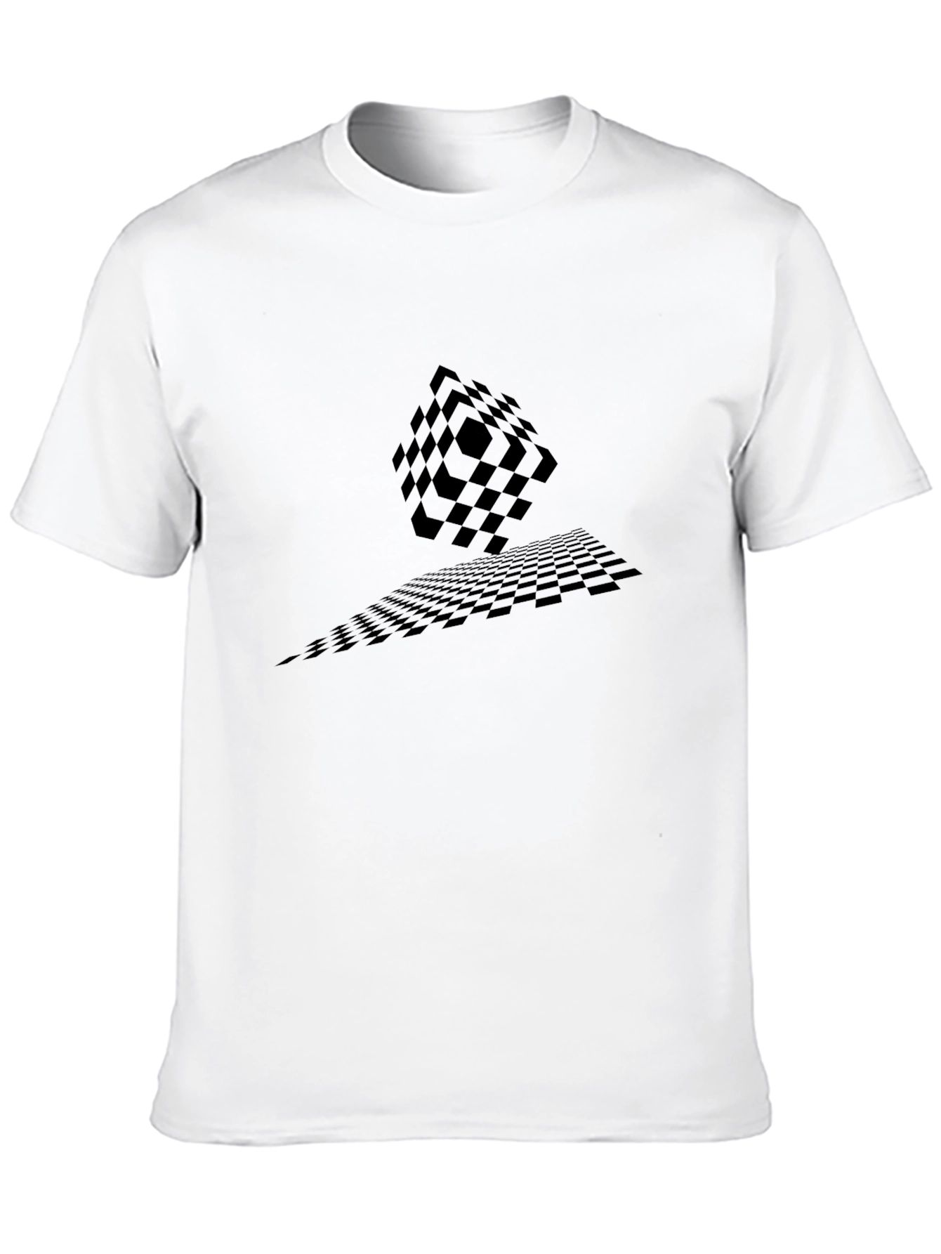 Black Abstract Checkerboard Tee - Men's Black Graphic T-Shirt view 10