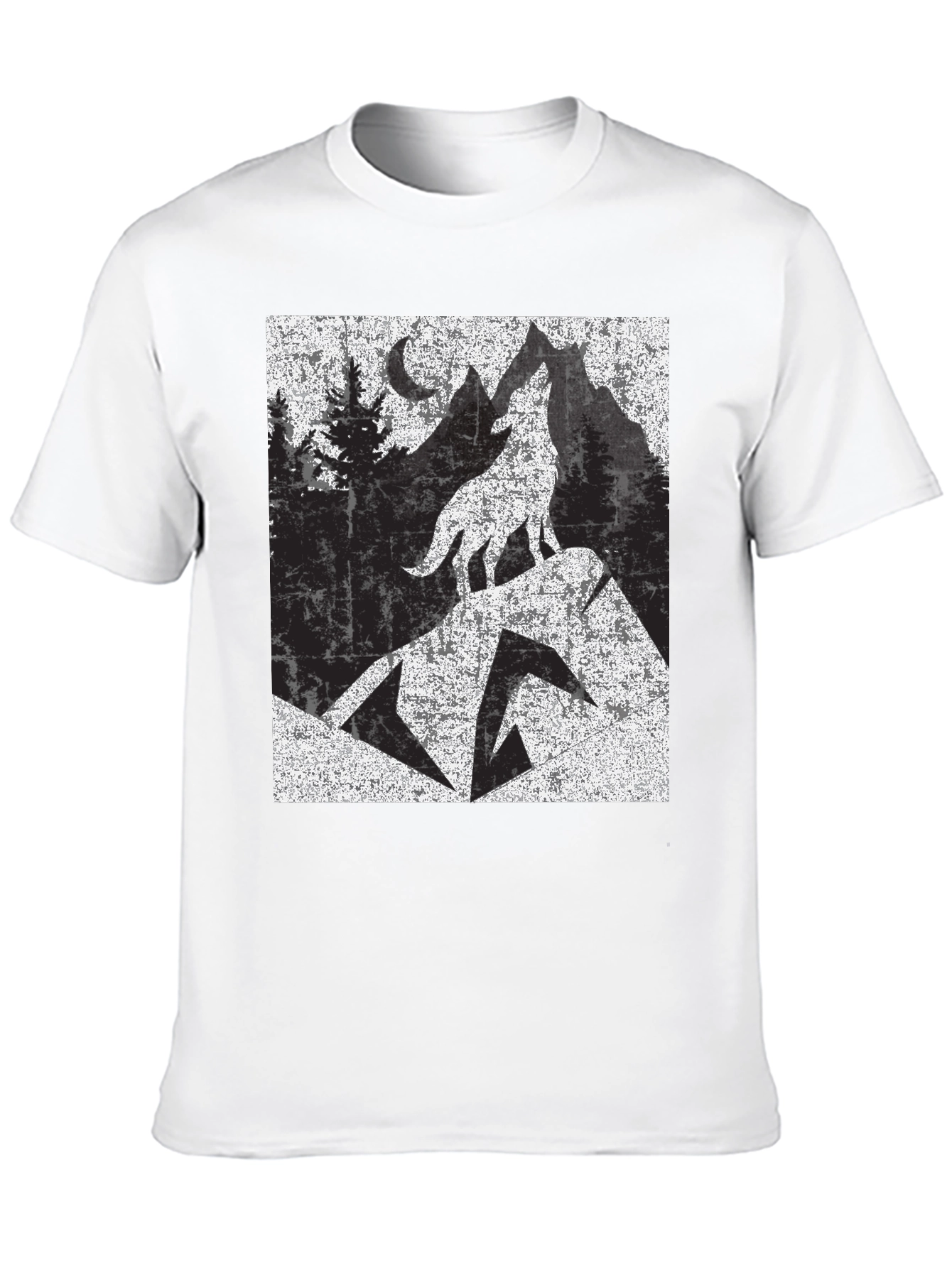 Black Wolf Howling at Moon Tee view 10