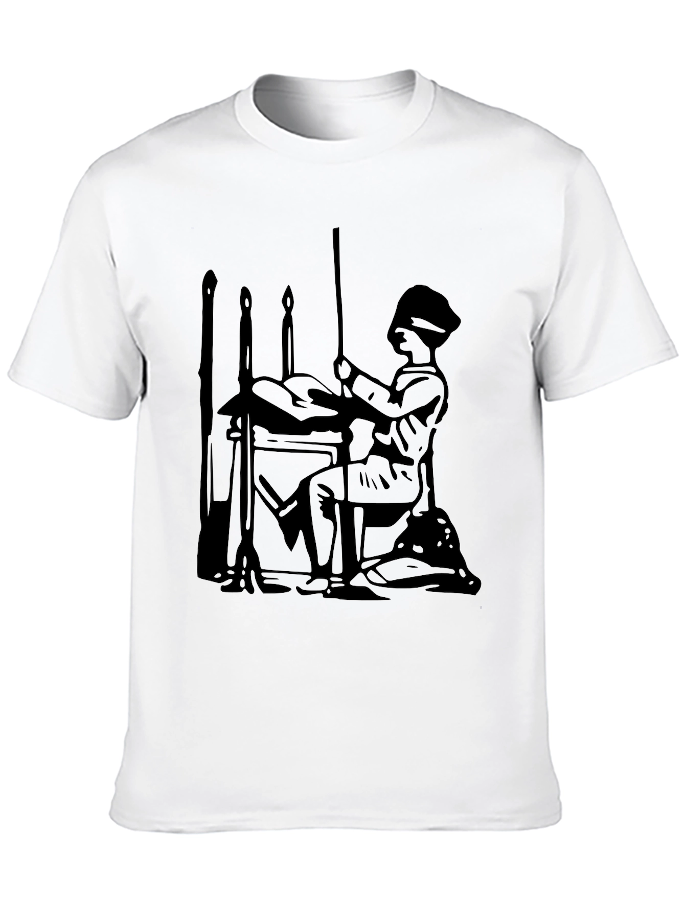 Black Silhouette Graphic Print Black Crew Neck T-Shirt view 10