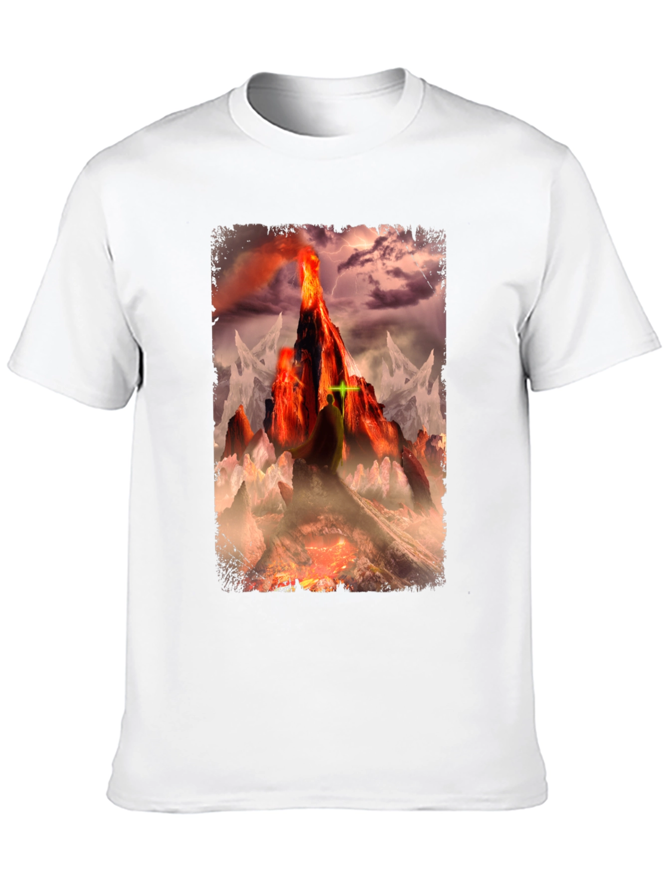 Black Volcano Fantasy Graphic T-Shirt - Dark Apparel view 10