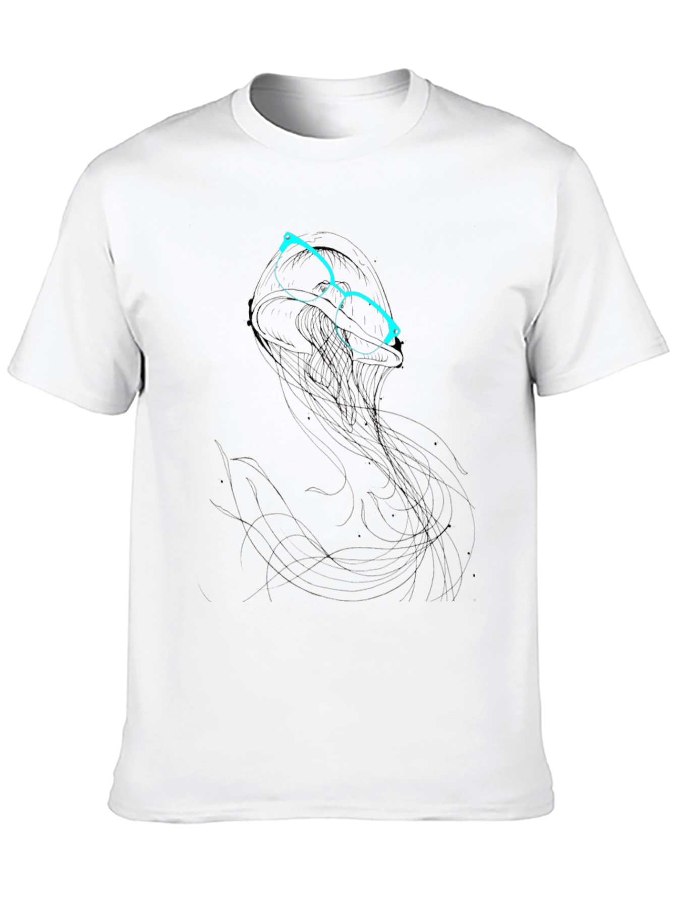 Black Abstract Glasses Graphic Print Black T-Shirt view 10