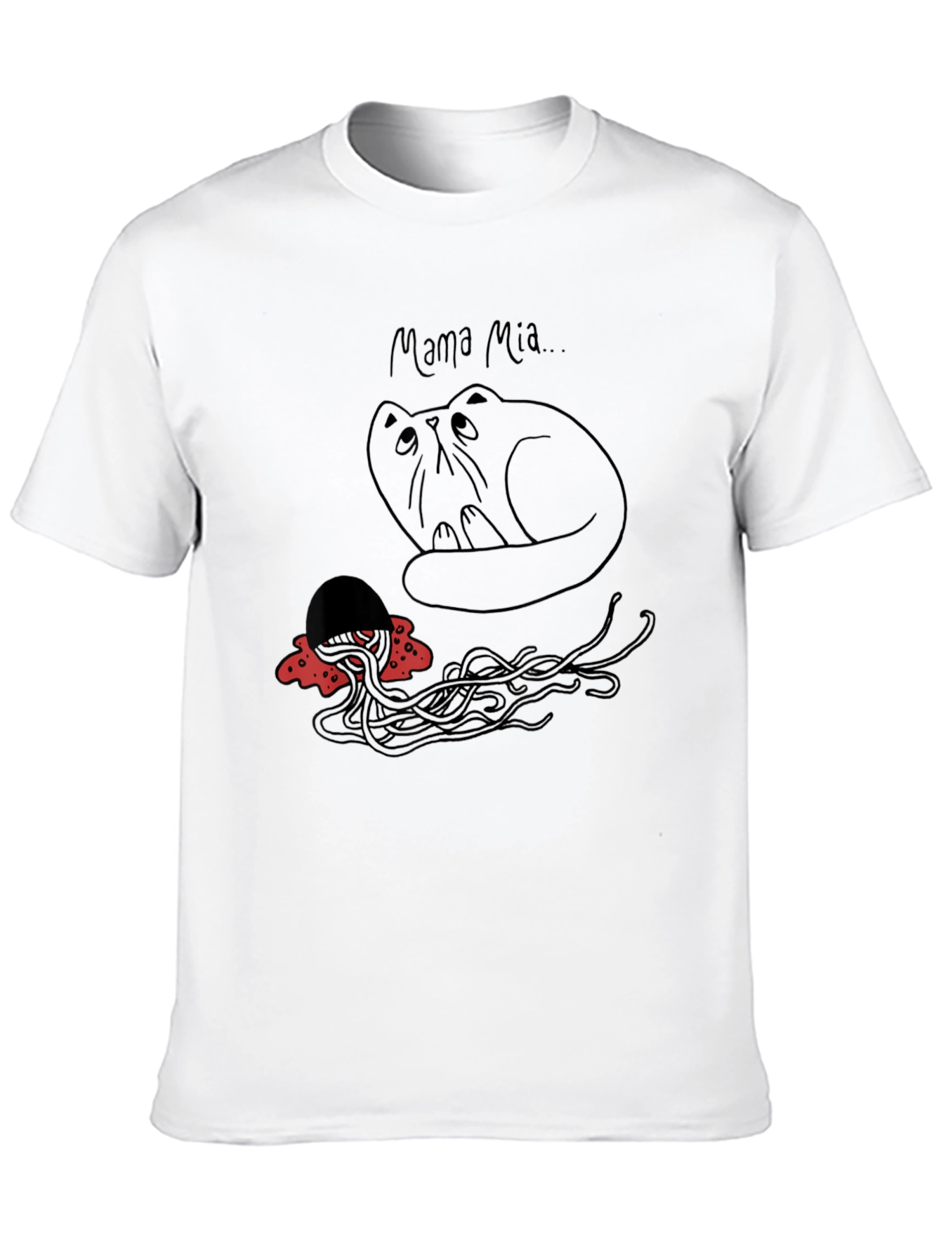 Black Mama Mia Cat & Spaghetti Graphic T-Shirt view 10