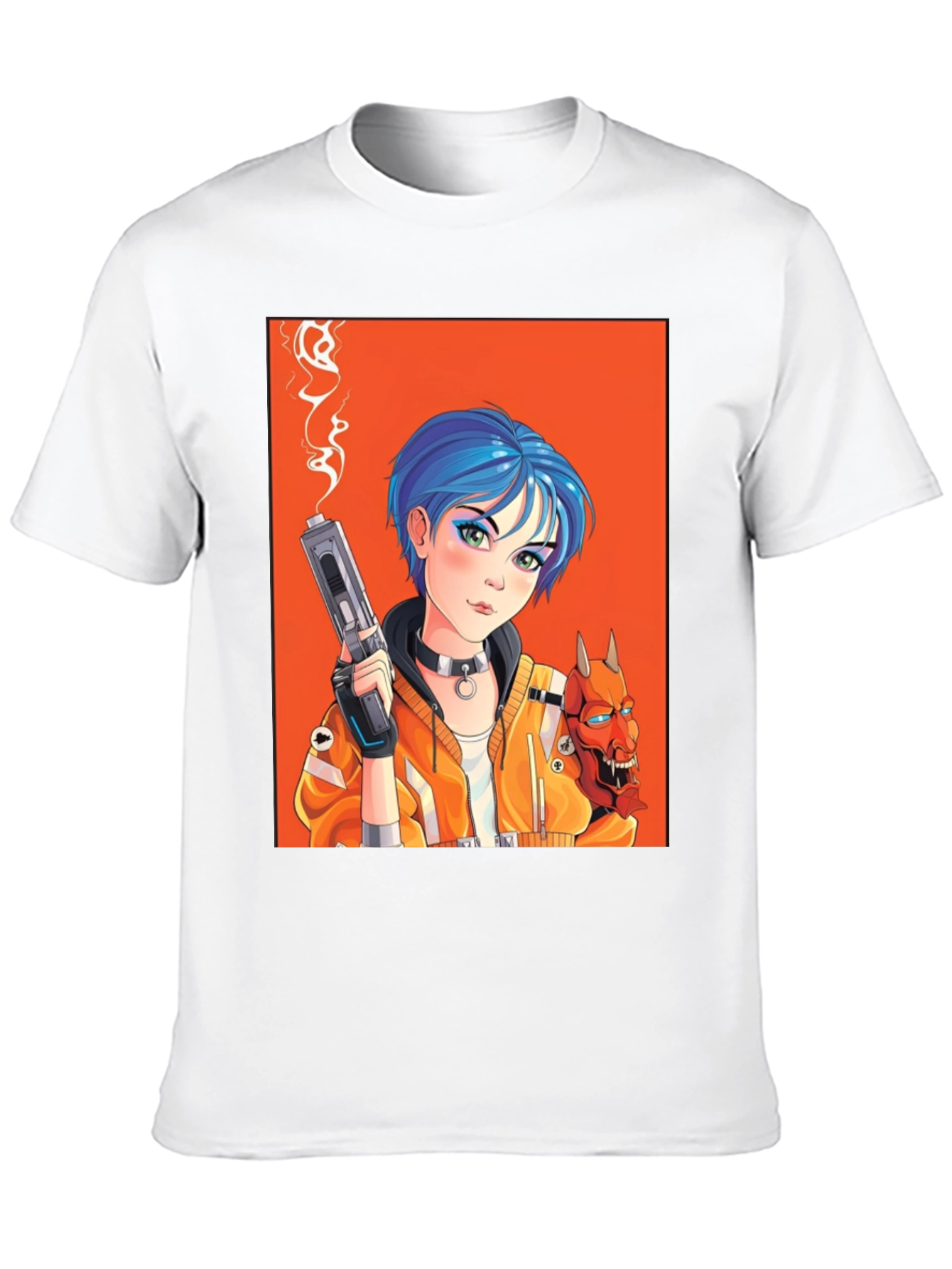 Black Anime Girl with Gun Black T-Shirt view 10