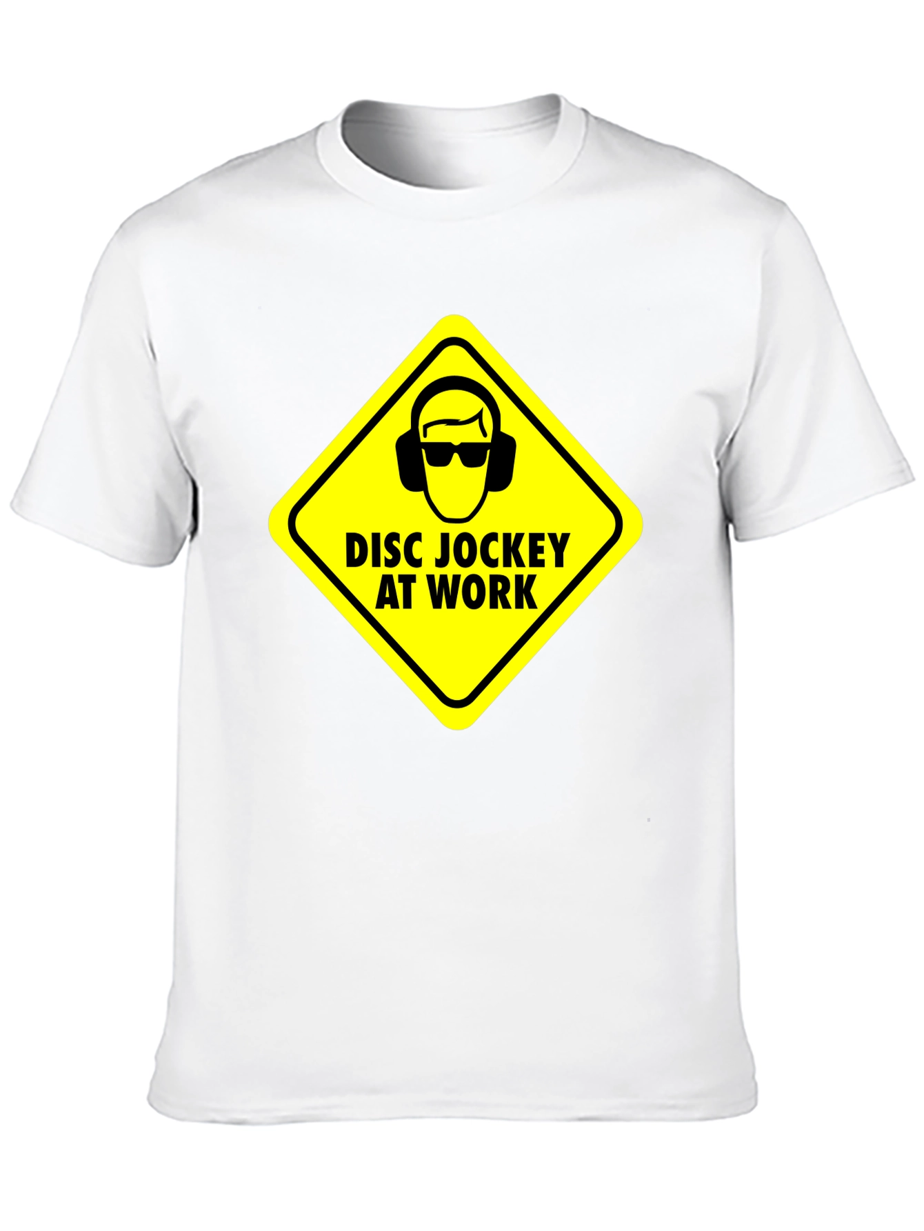 Black Disc Jockey at Work Warning T-Shirt - Black view 10