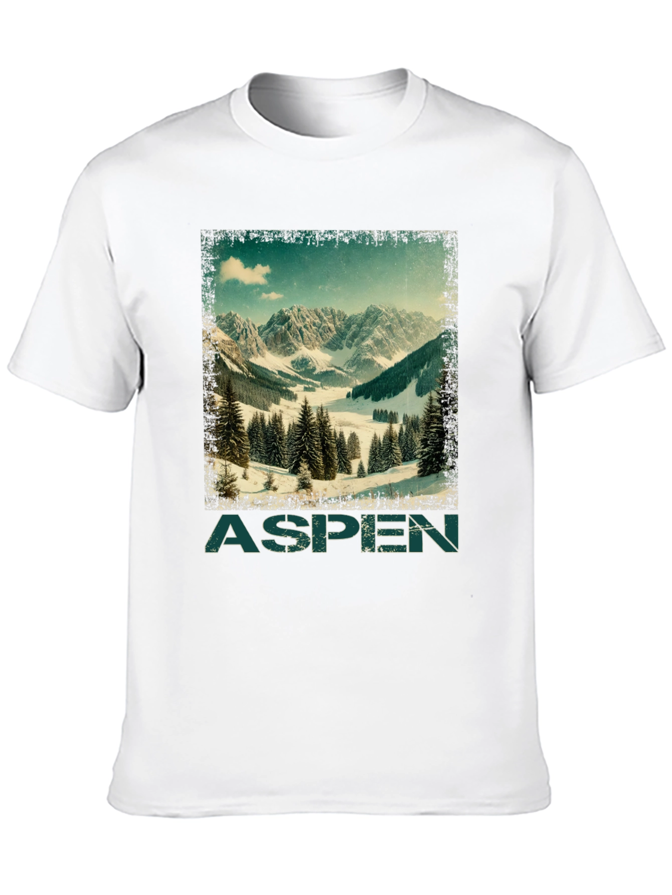 Black Aspen Mountain Graphic T-Shirt - Vintage Ski Design view 10