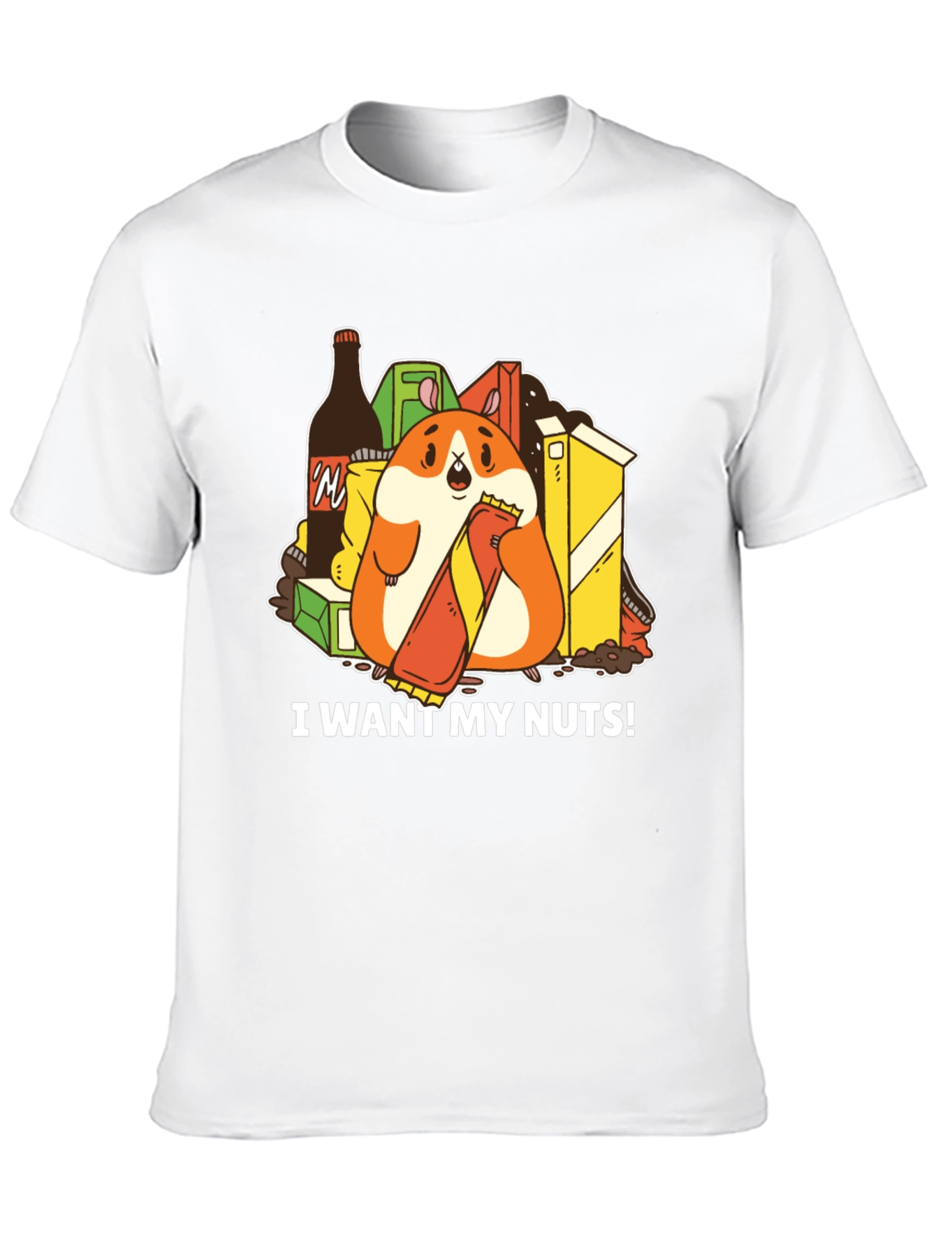 Black Funny Hamster 'I Want My Nuts!' Graphic T-Shirt view 10