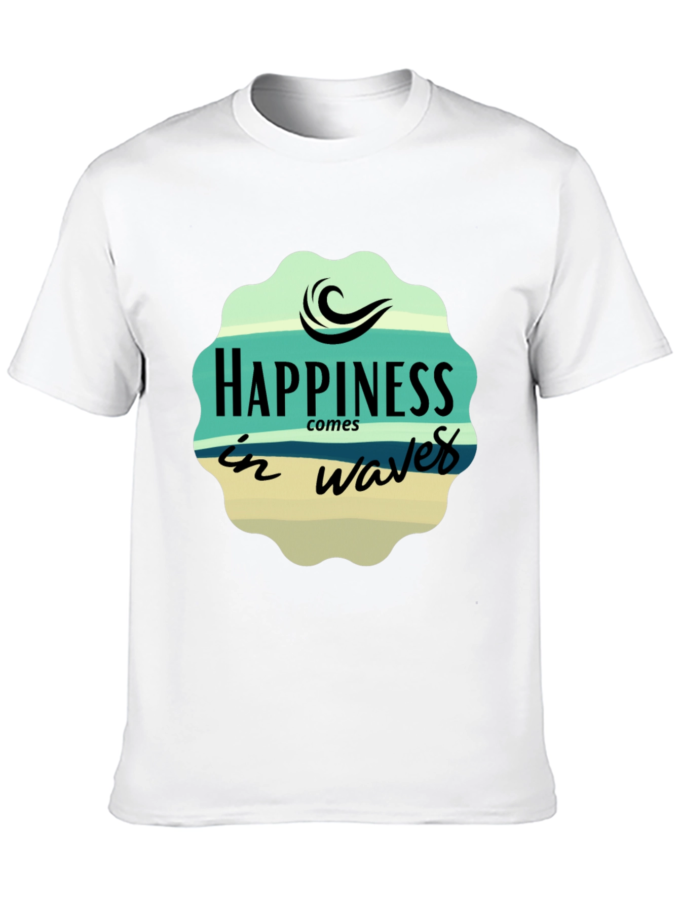 Black Happiness Comes in Waves Graphic T-Shirt view 10