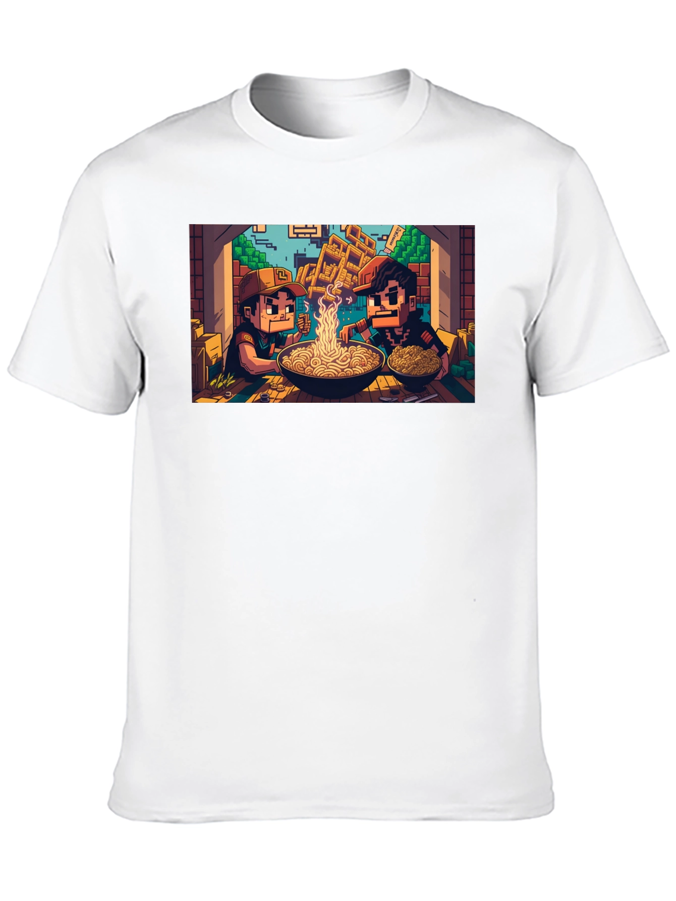 Black Pixel Art Ramen T-Shirt view 10