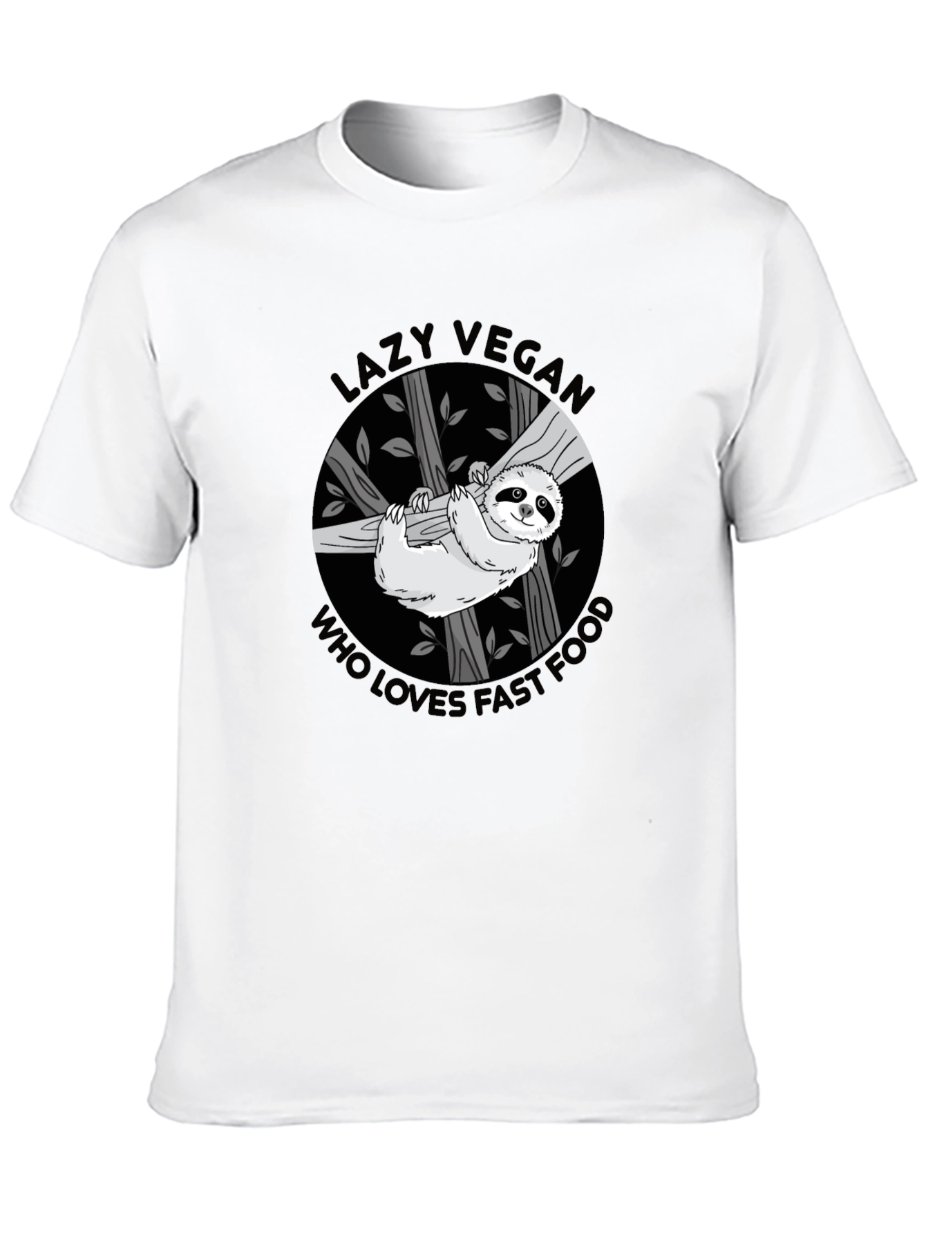 Black Lazy Vegan Fast Food Sloth Graphic Tee view 10