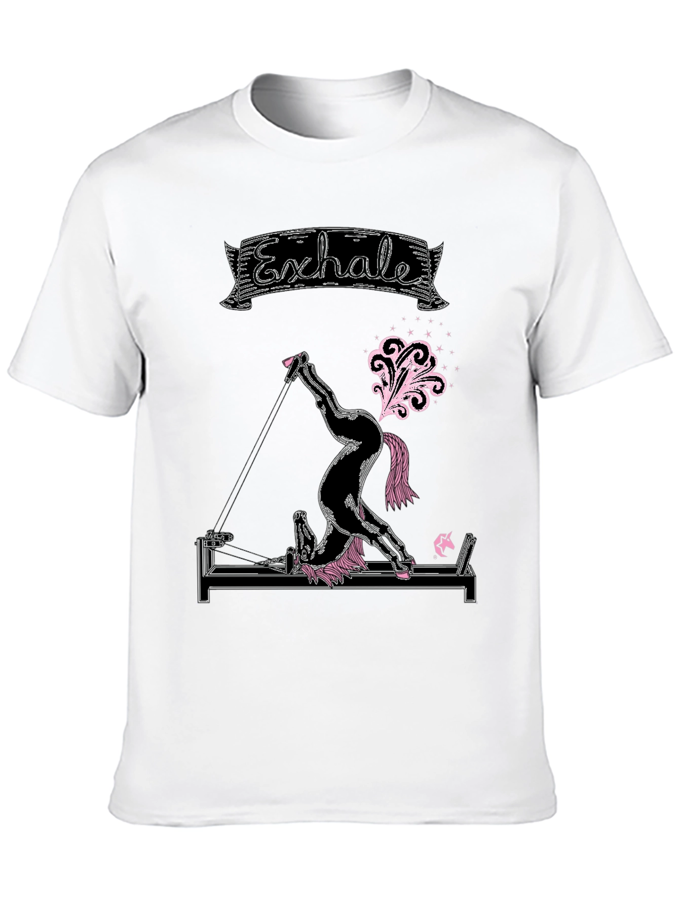 Black Exhale Pilates Horse T-Shirt Funny Exercise Graphic Tee view 10