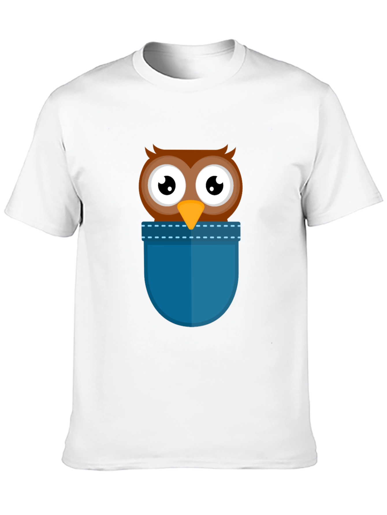 Black Cartoon Owl Pocket T-Shirt - Black view 10