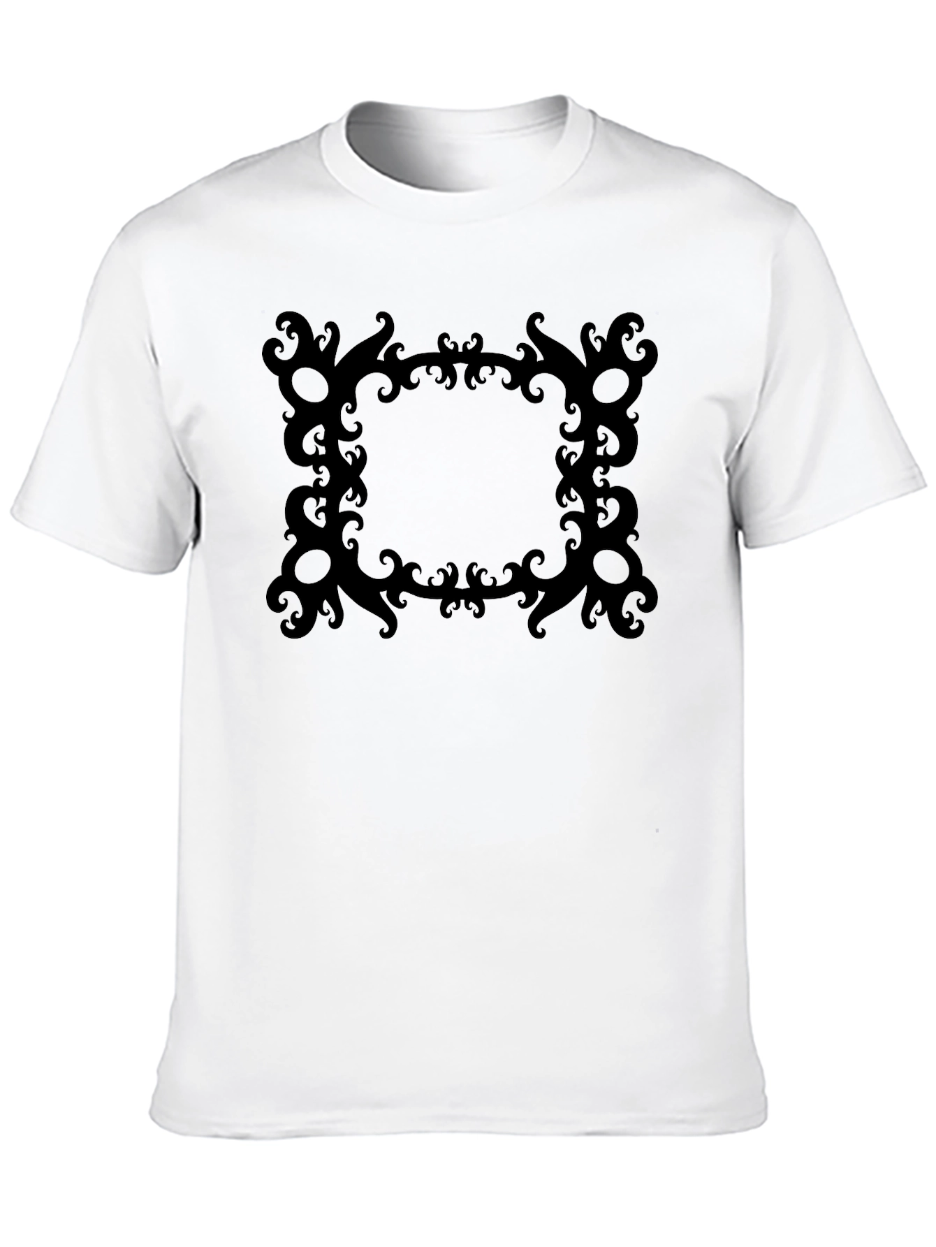 Black Stylish Black Tee with Ornate Square Graphic view 10