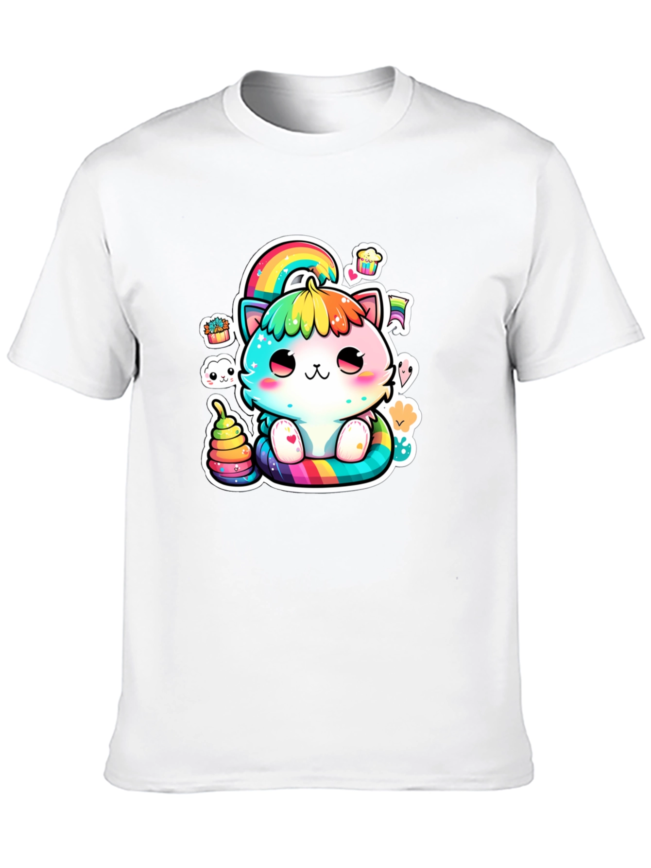 Black Rainbow Cat T-Shirt: Cute Kawaii Design view 10