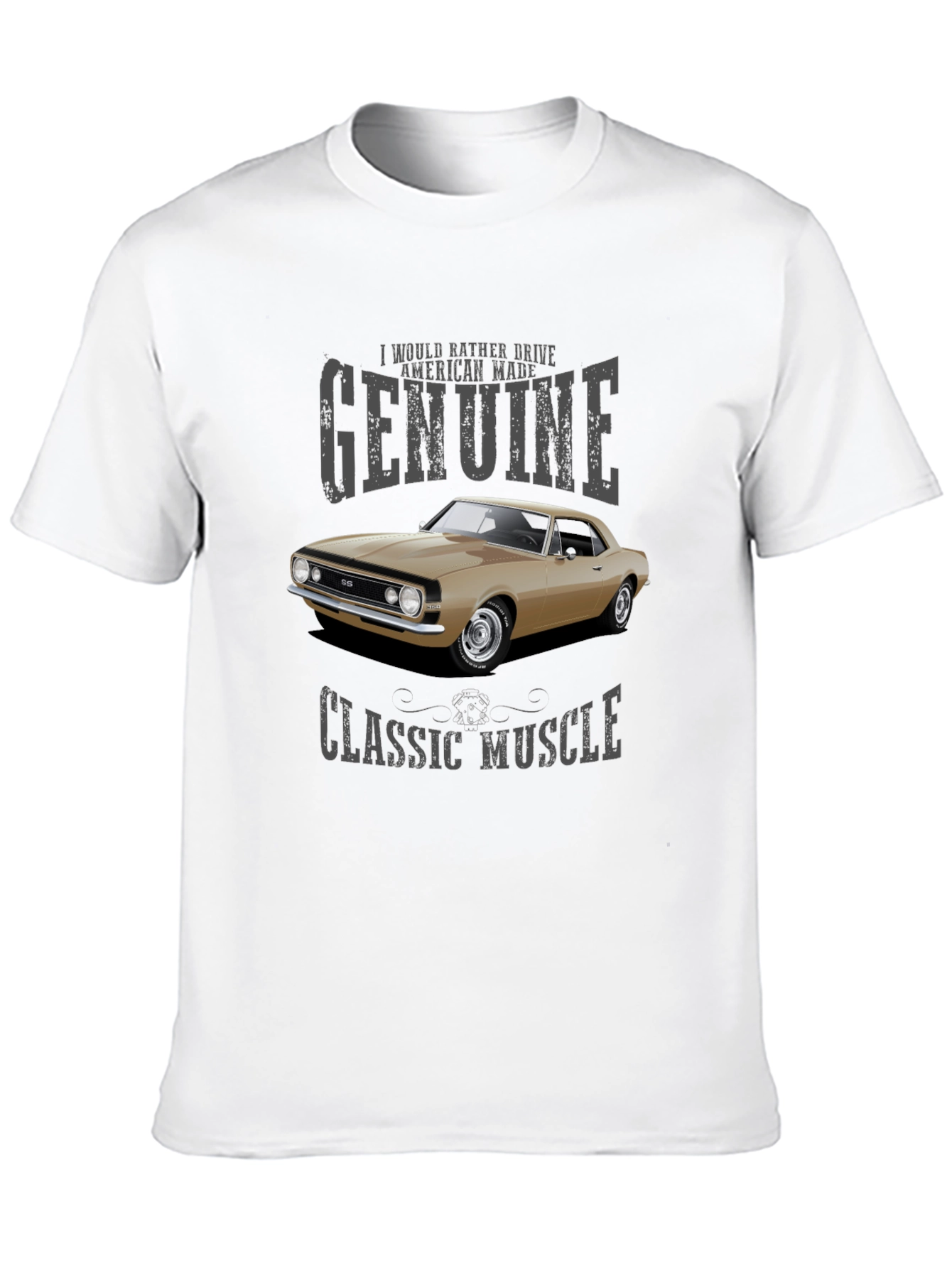Black Genuine Classic Muscle Car T-Shirt view 10