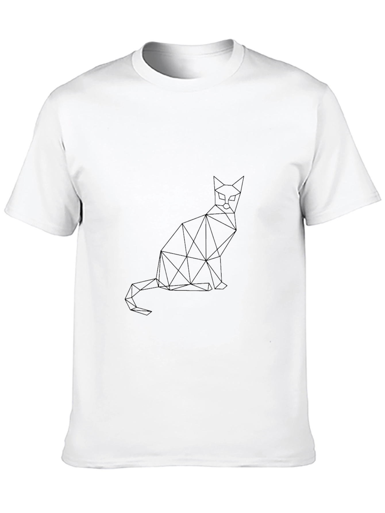 Black Geometric Cat T-Shirt - Minimalist Design view 10