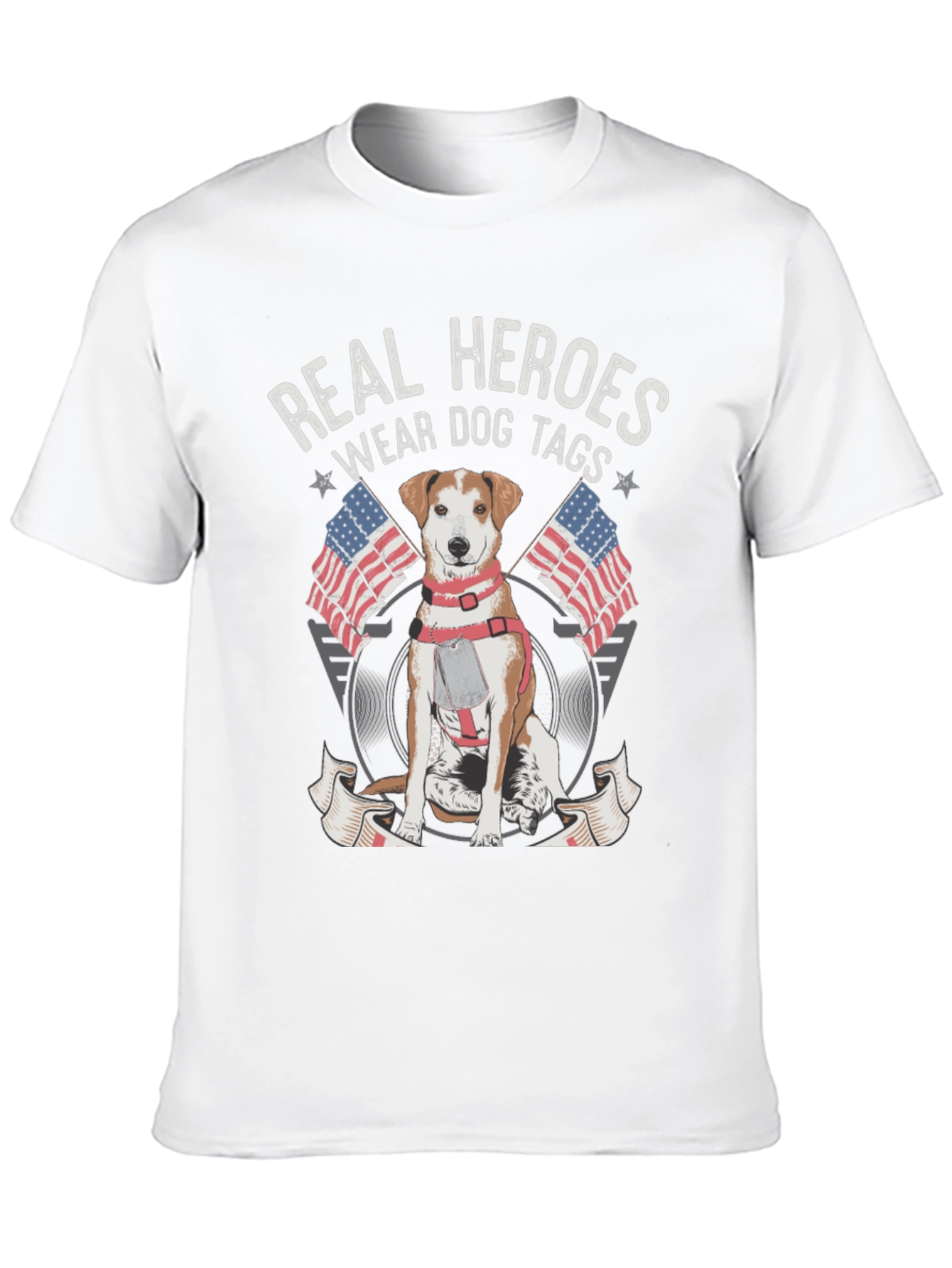 Black Real Heroes Wear Dog Tags T-Shirt view 10