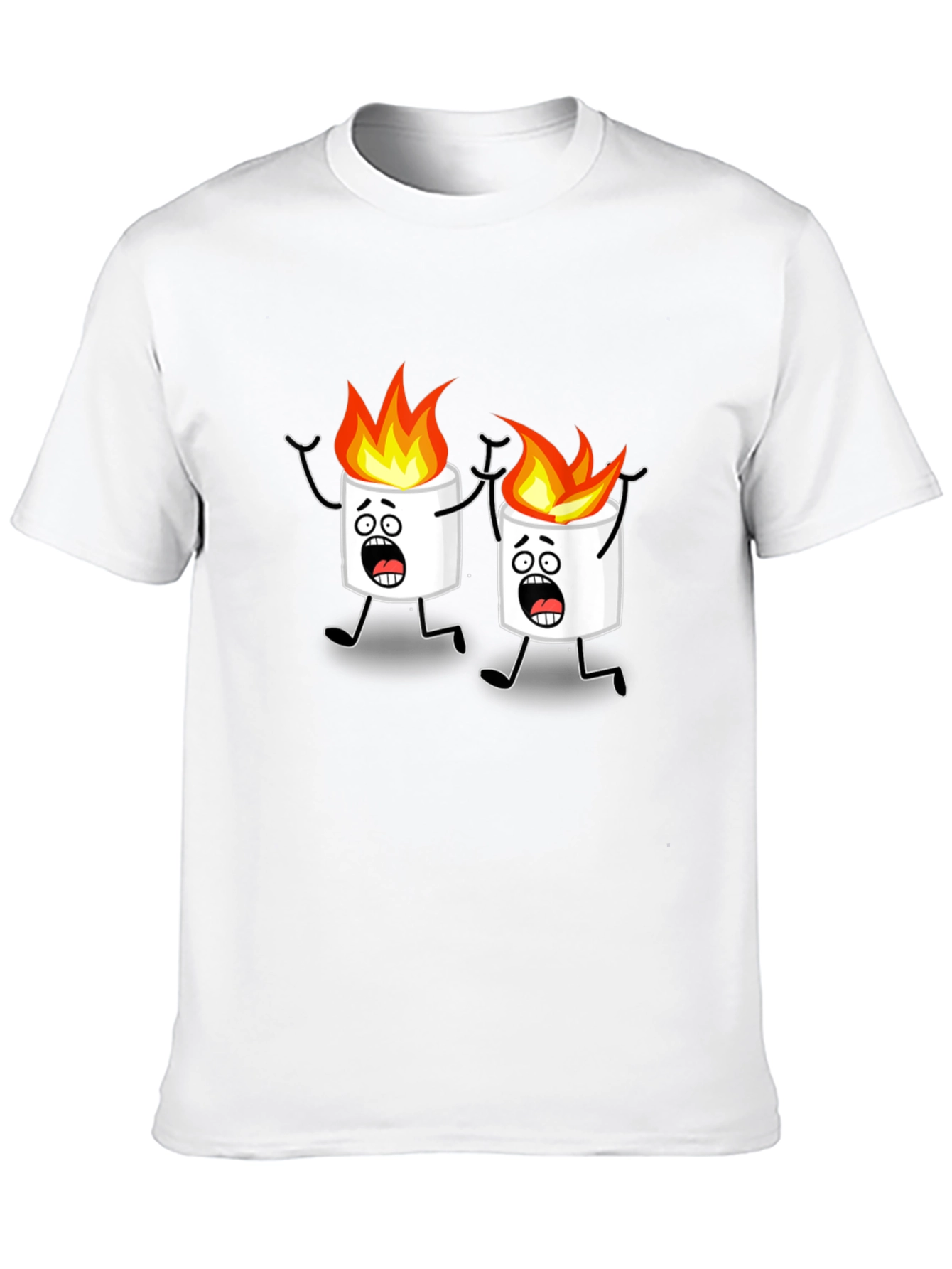 Black Scared Marshmallow Cartoon Graphic Black Tee view 10