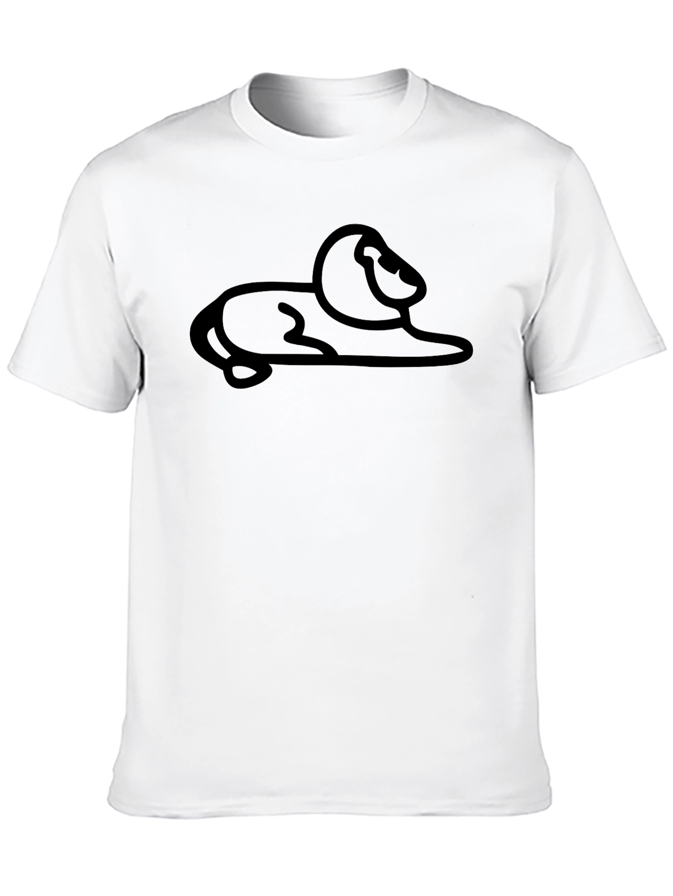 Black Minimalist Lion Graphic Black T-Shirt view 10