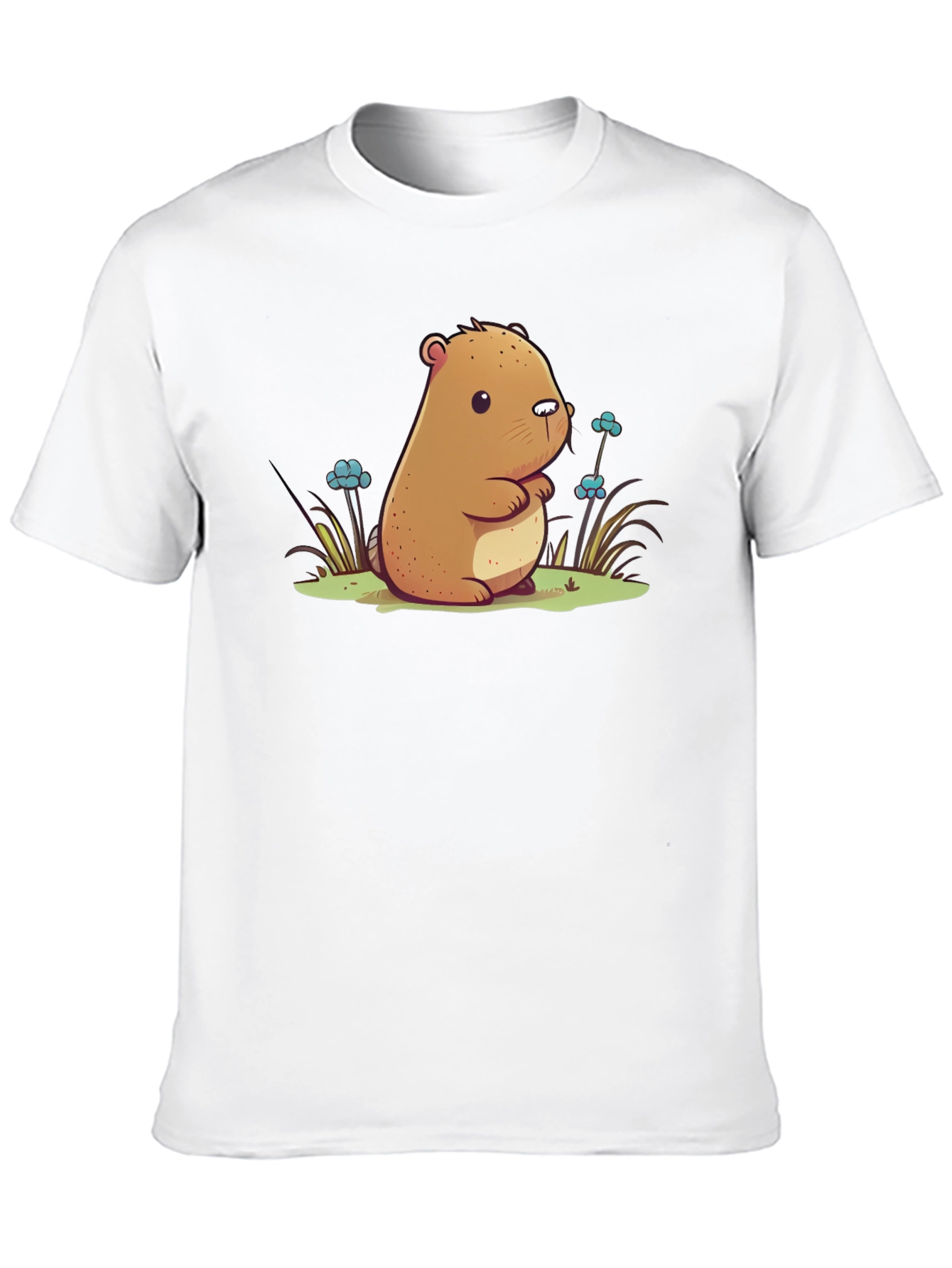 Black Cute Cartoon Beaver Graphic T-Shirt view 10