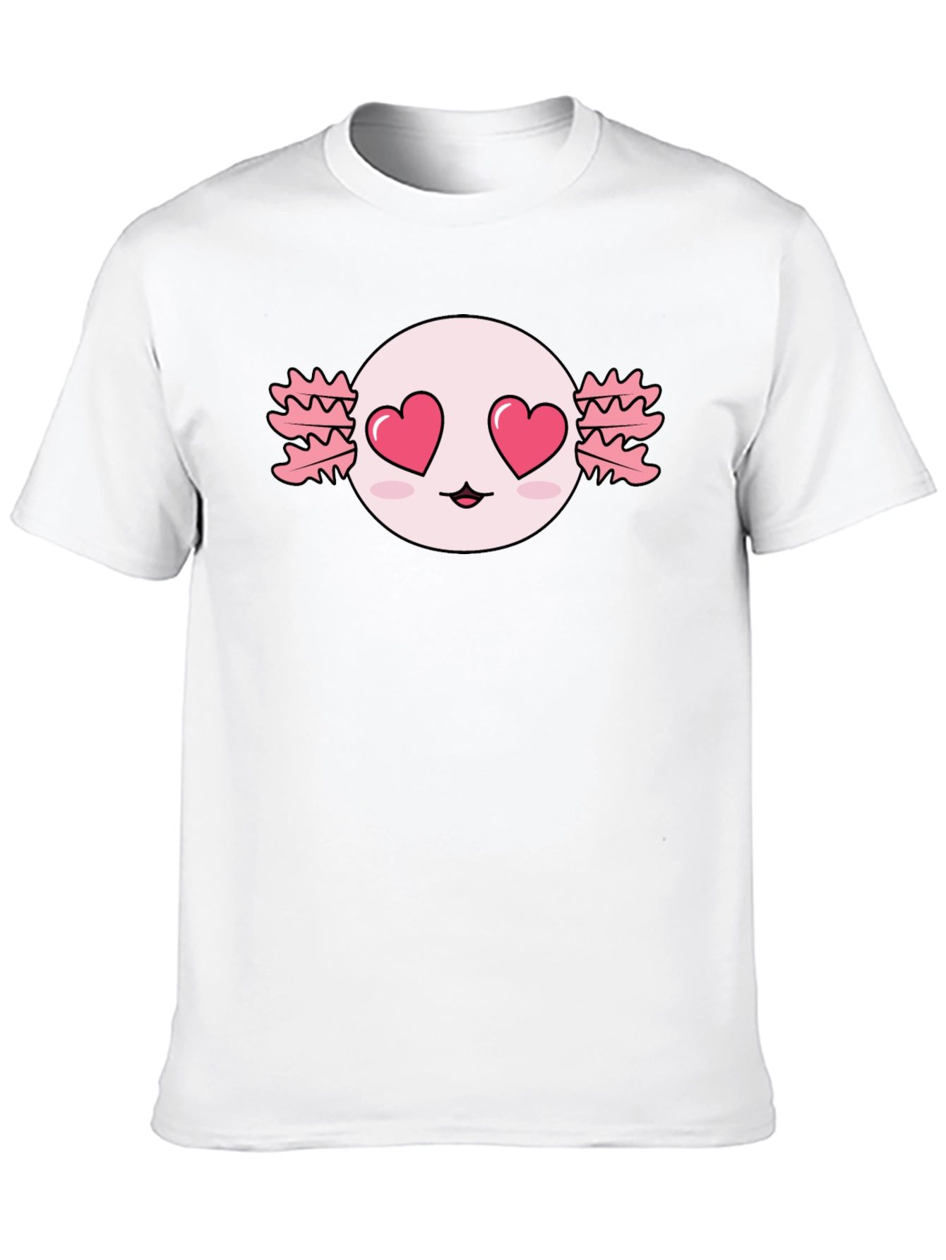 Black Axolotl Heart Eyes T-Shirt - Kawaii Black Tee view 10