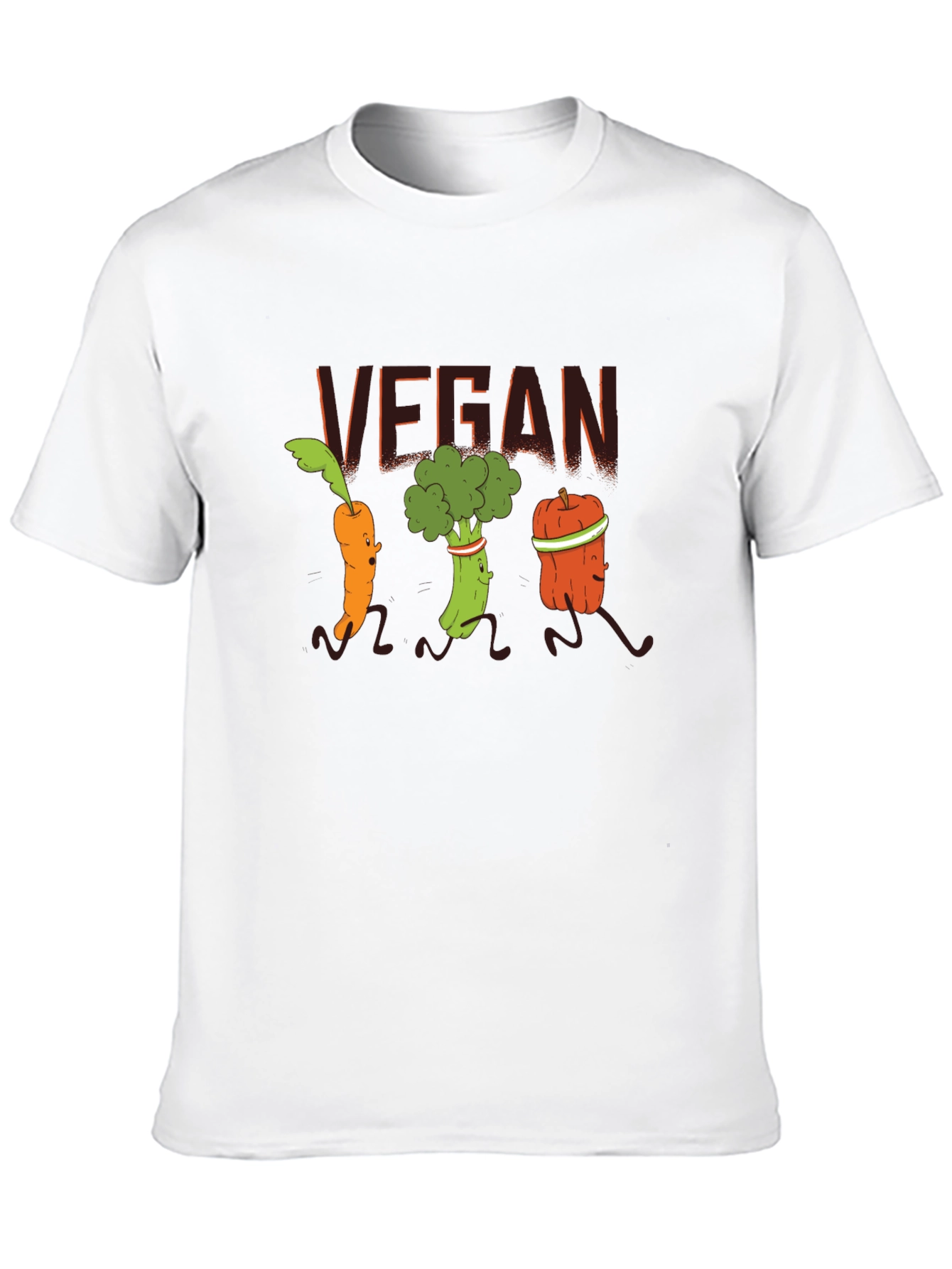 Black Vegan Vegetable Cartoon T-Shirt - Black view 10