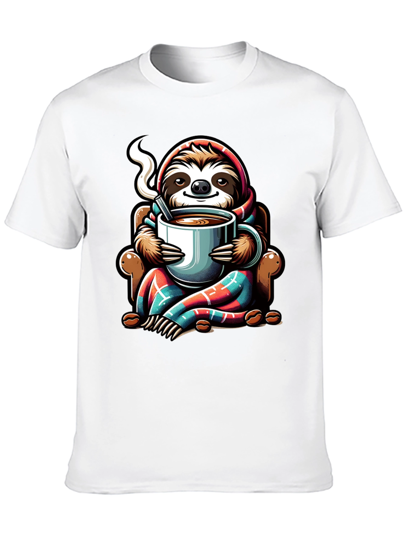 Black Cozy Sloth Coffee Lover T-Shirt view 10