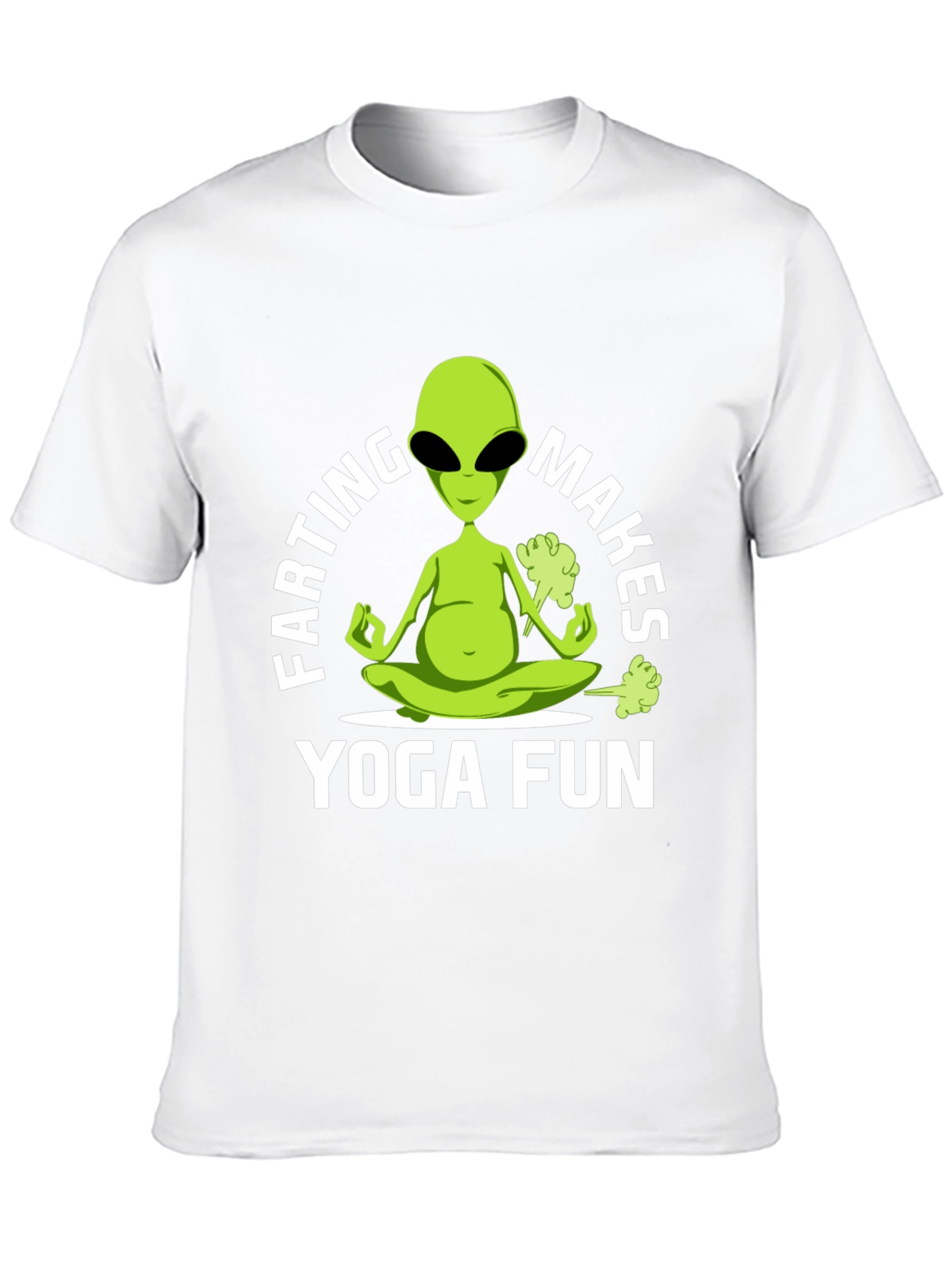 Black Farting Alien Yoga Funny T-Shirt view 10