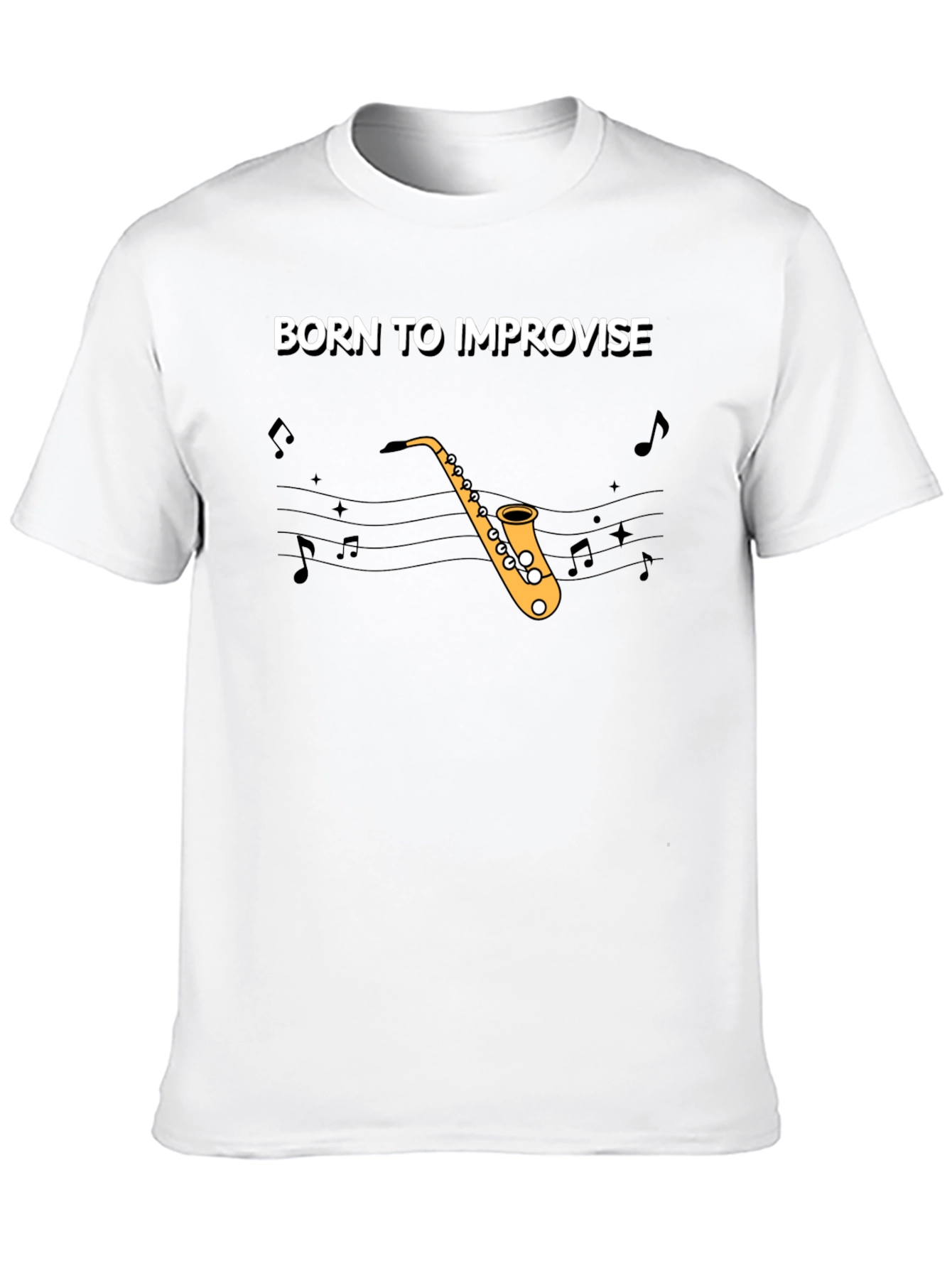 Black Born To Improvise Saxophone T-Shirt view 10