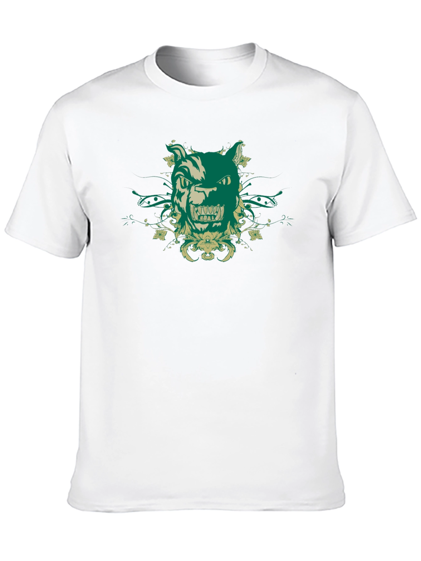 Black Black Graphic T-Shirt with Wolf Design view 10