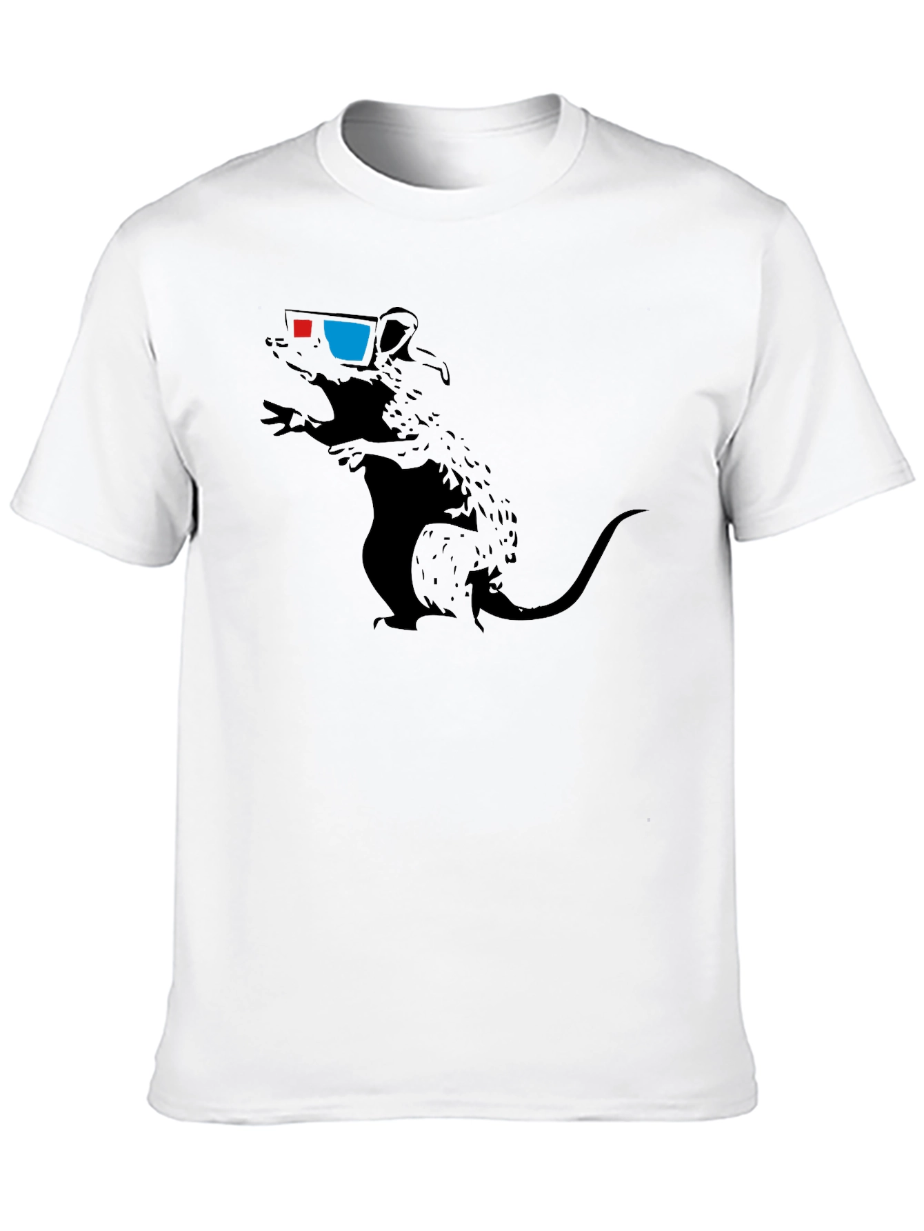 Black Rat with 3D Glasses Graphic Tee - Black view 10
