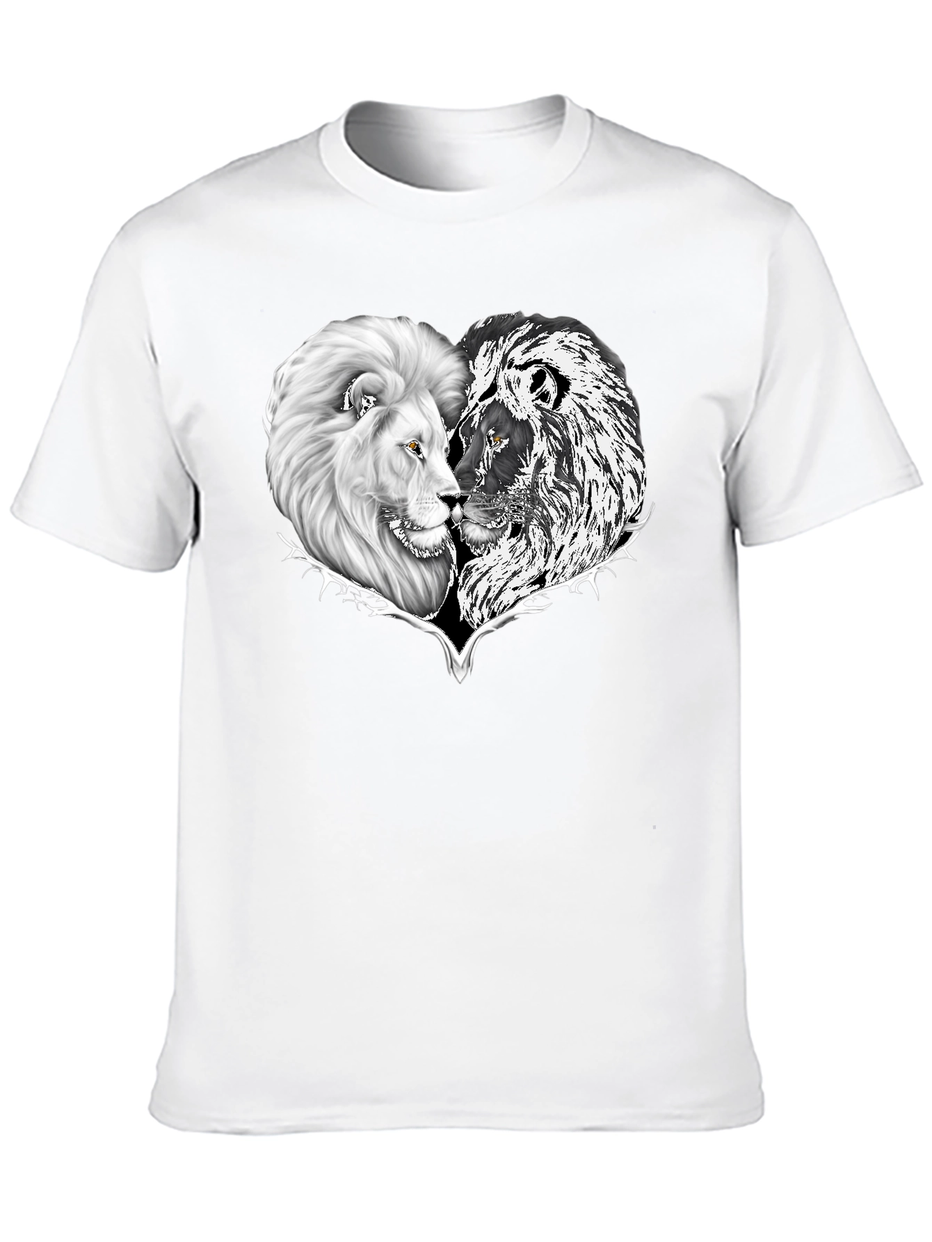 Black Yin Yang Lion Heart Graphic Tee - Black view 10