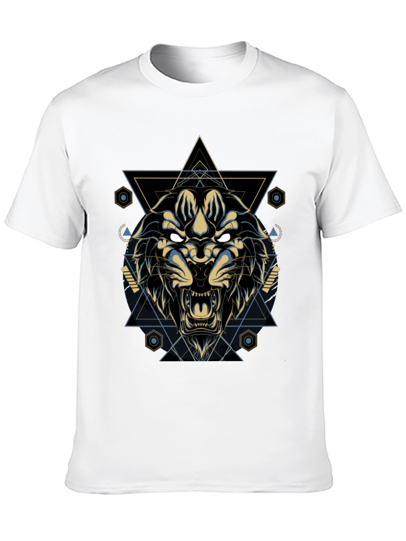 Black Geometric Lion Graphic Tee - Cool & Stylish view 10