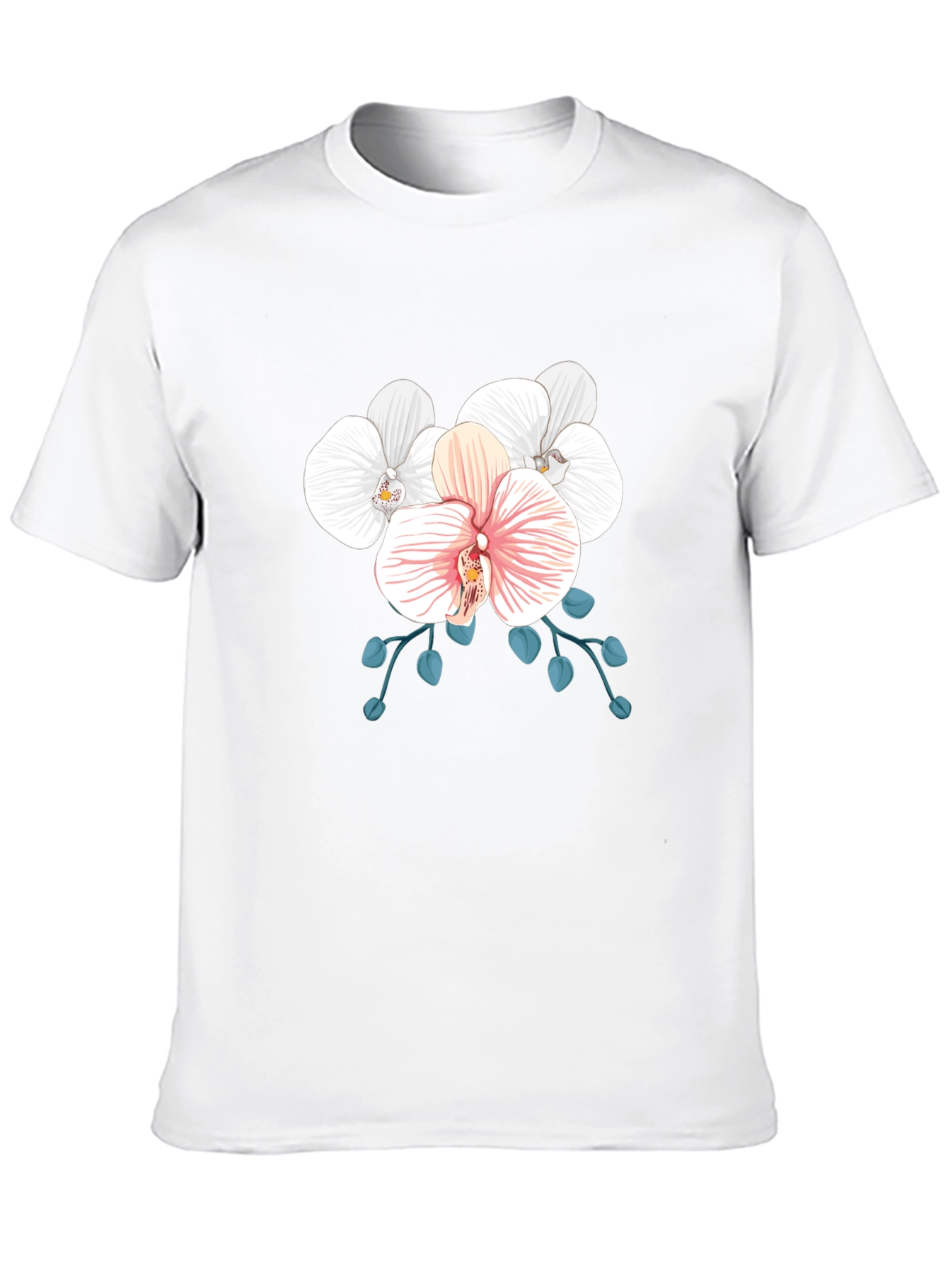Black Floral Orchid Graphic Tee - Black Cotton Blend view 10