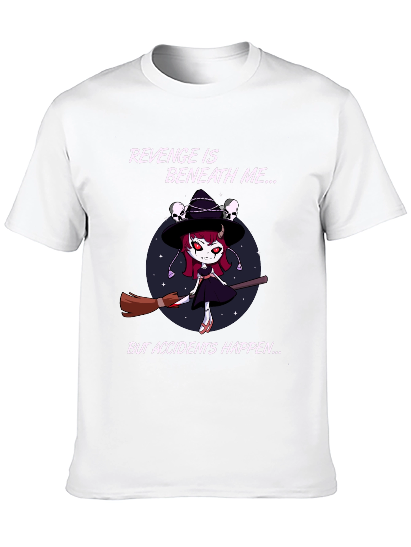Black Revenge Witch T-Shirt: Accidents Happen - Black Cotton Tee view 10