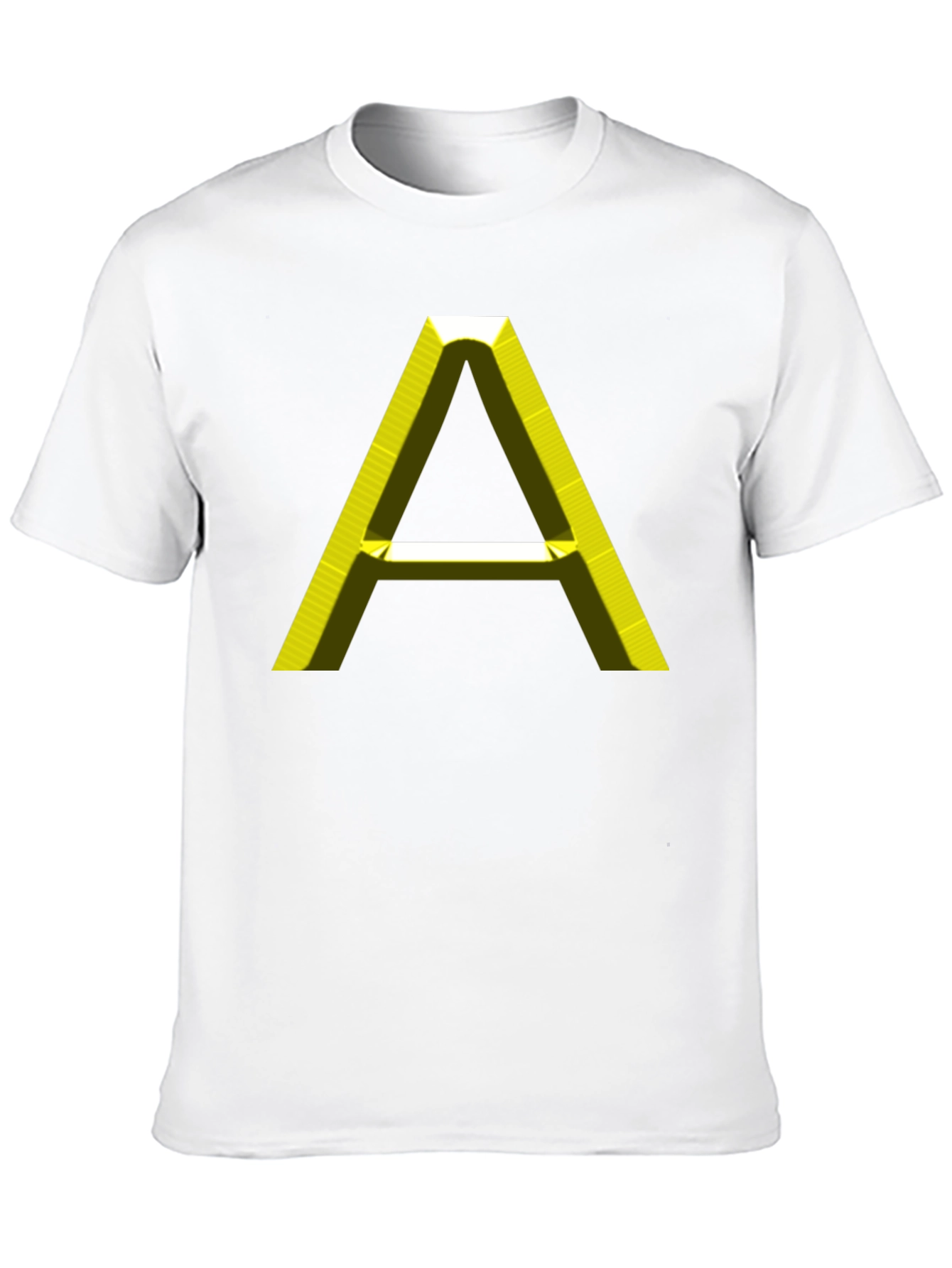 Black Men's Black T-Shirt with 3D Yellow "A" Graphic view 10