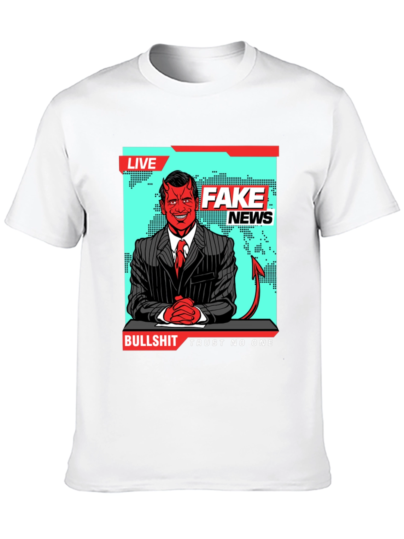Black Fake News Devil T-Shirt - Trust No One view 10