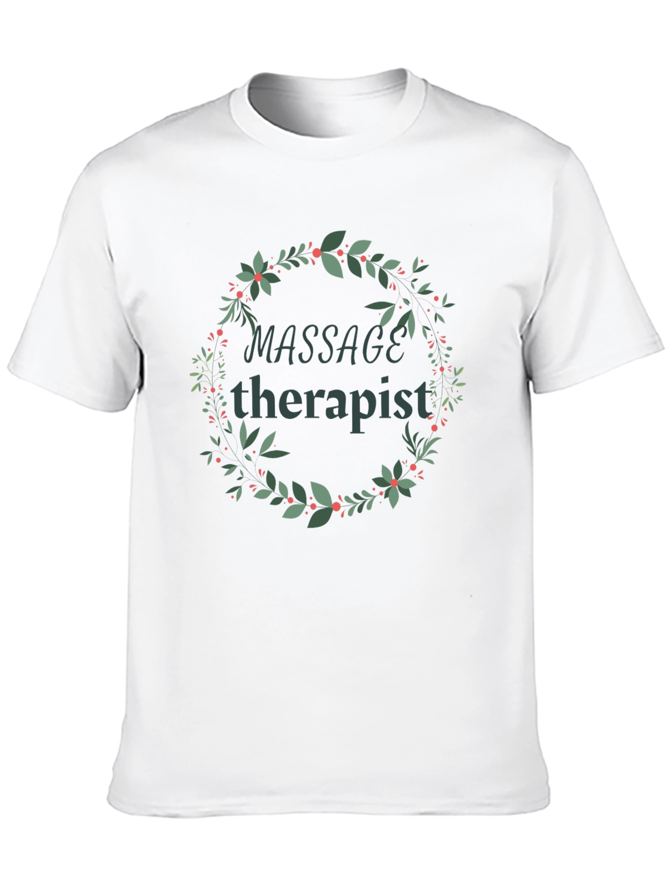 Black Massage Therapist Floral Wreath T-Shirt view 10