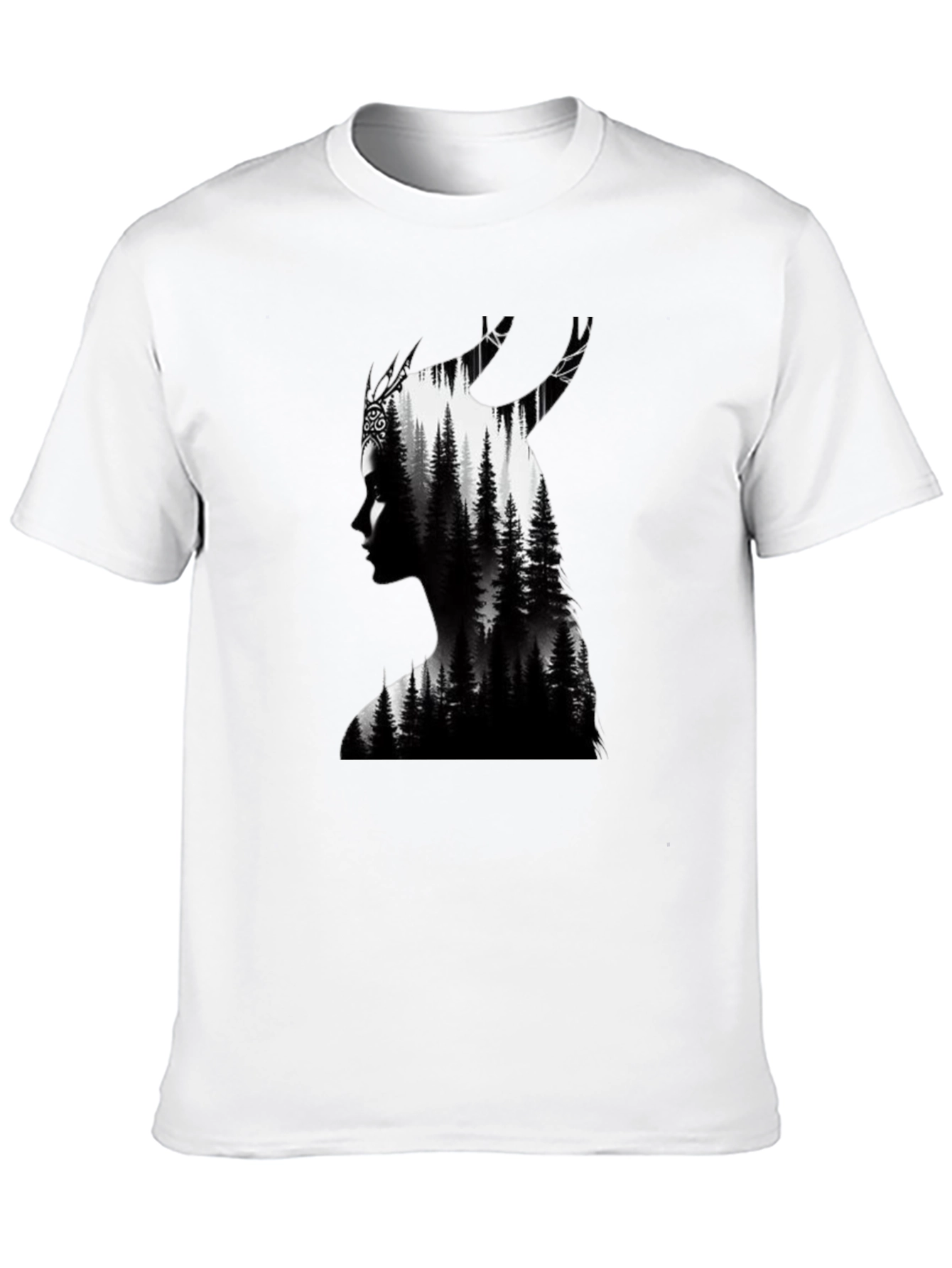 Black Nature Silhouette Graphic Tee - Black Cotton Blend view 10