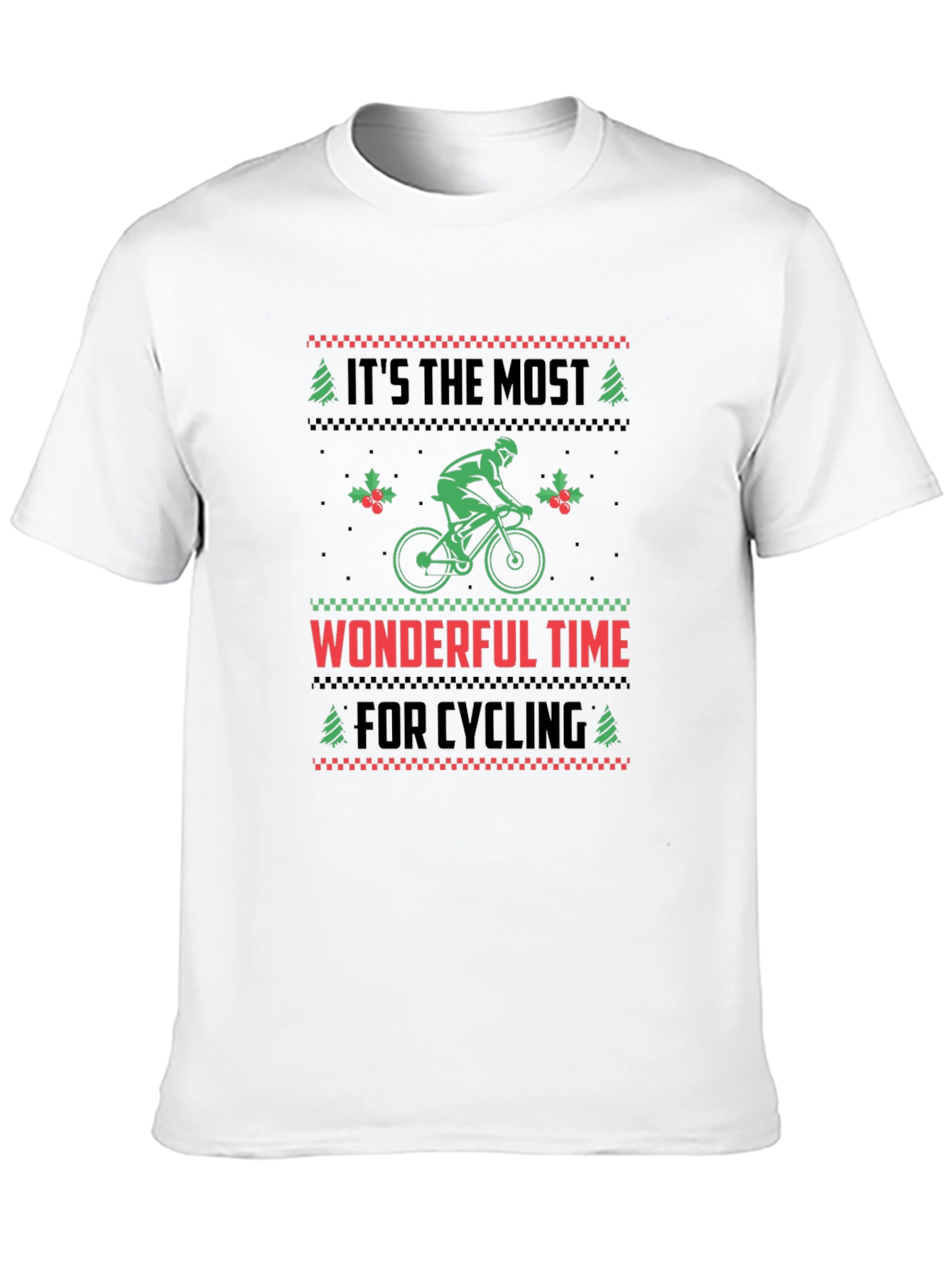 Black Cycling Christmas T-Shirt - Holiday Ugly Sweater Style view 10