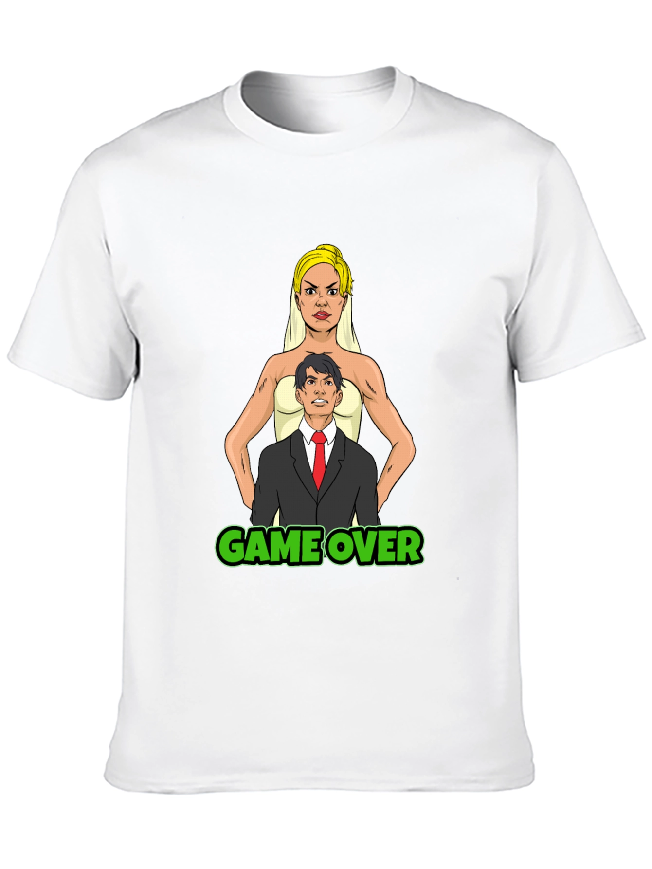 Black Game Over Bride & Groom T-Shirt - Funny Wedding Tee view 10