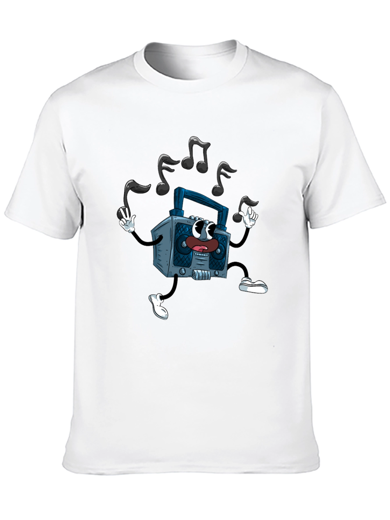 Black Retro Cartoon Boombox Graphic Tee view 10