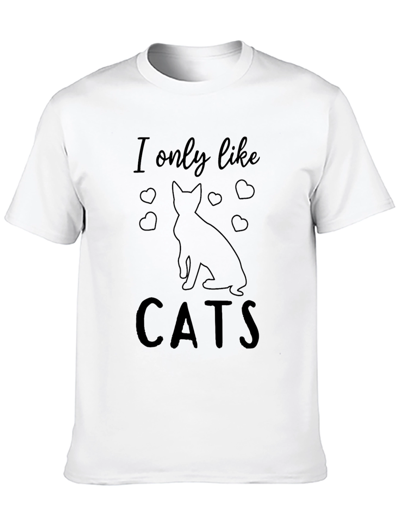 Black I Only Like Cats Graphic Tee - Unisex Black T-Shirt view 10